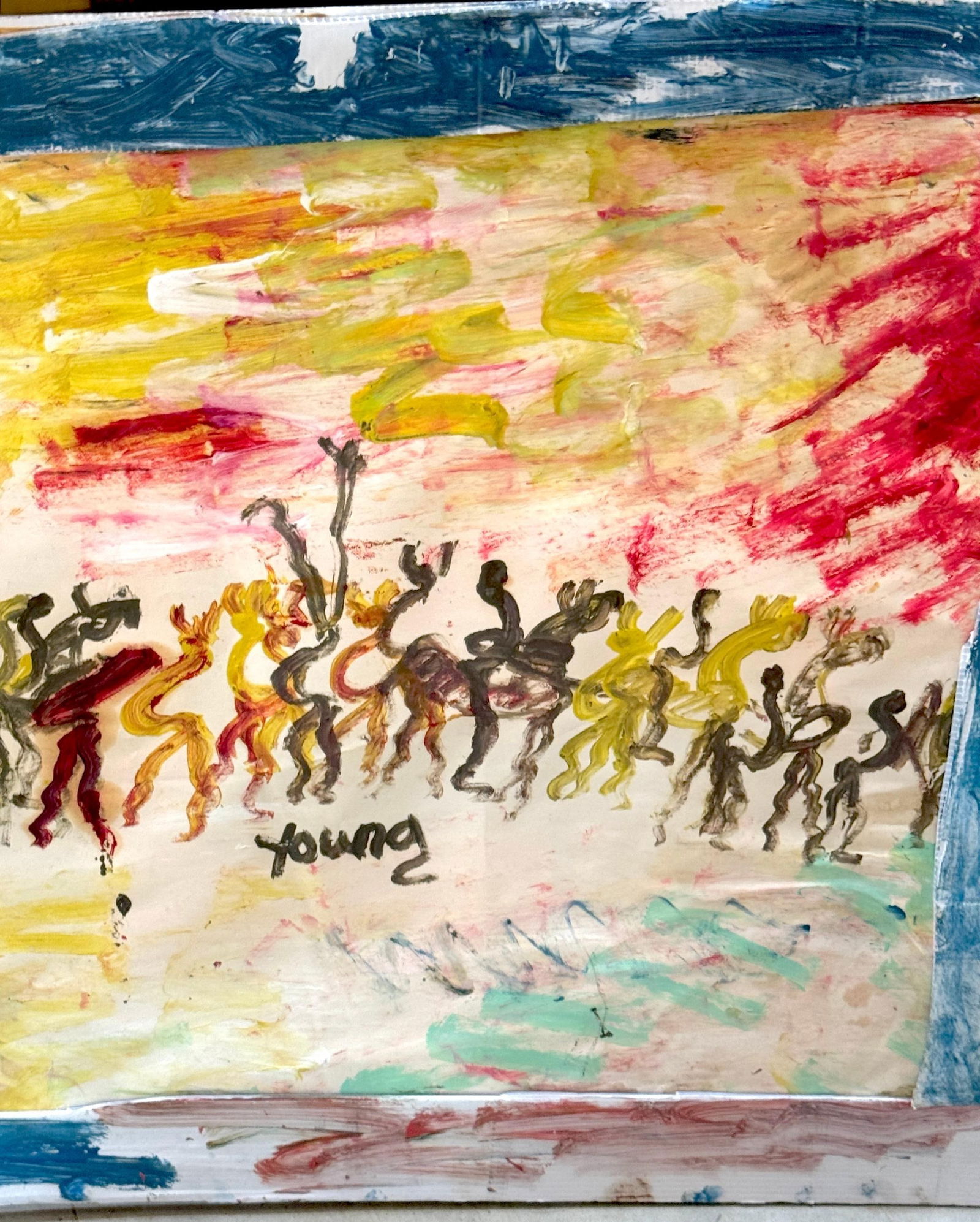 Purvis Young (American, 1943–2010) "Warriors Beneath a Burning Sky" - 14