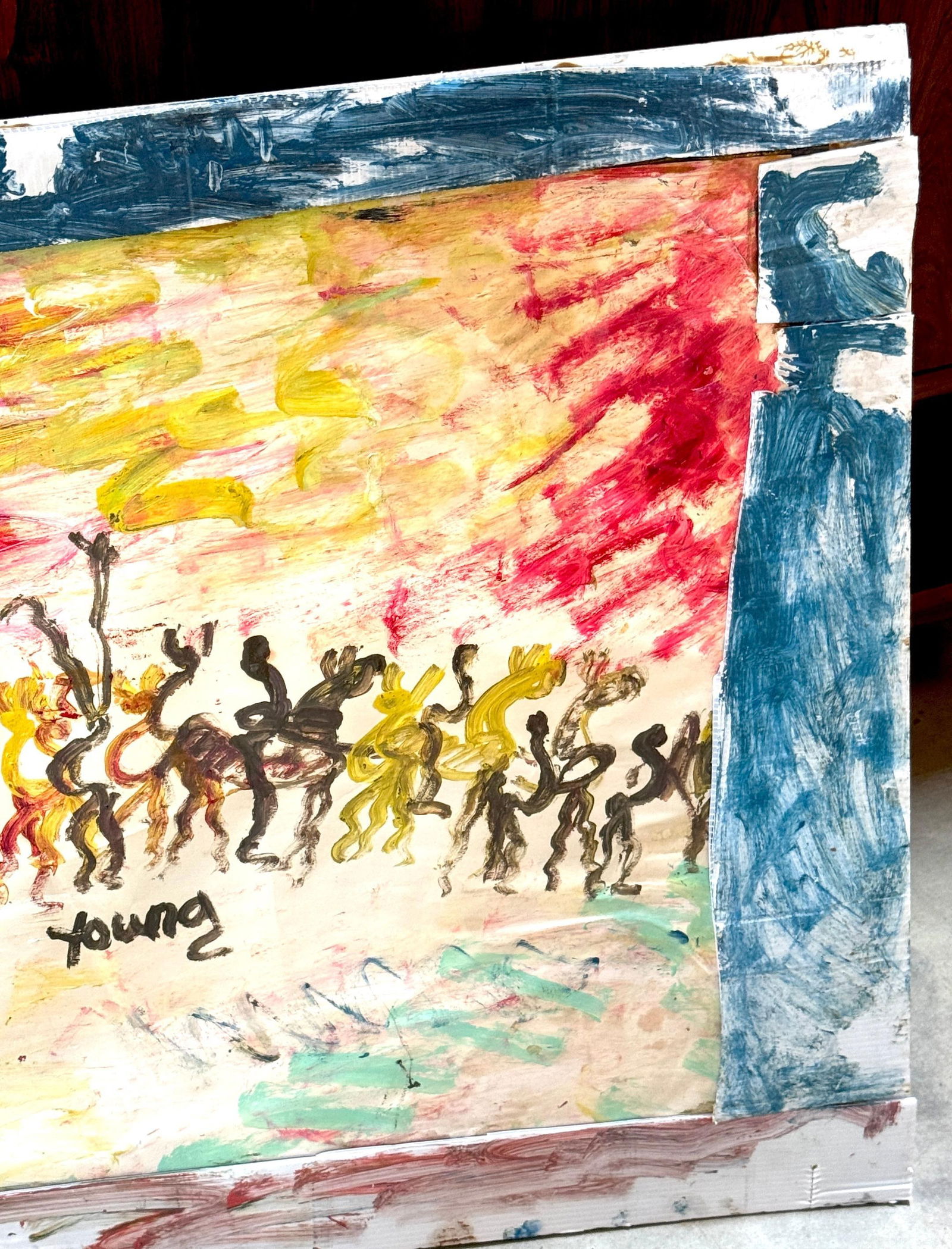 Purvis Young (American, 1943–2010) "Warriors Beneath a Burning Sky" - 15