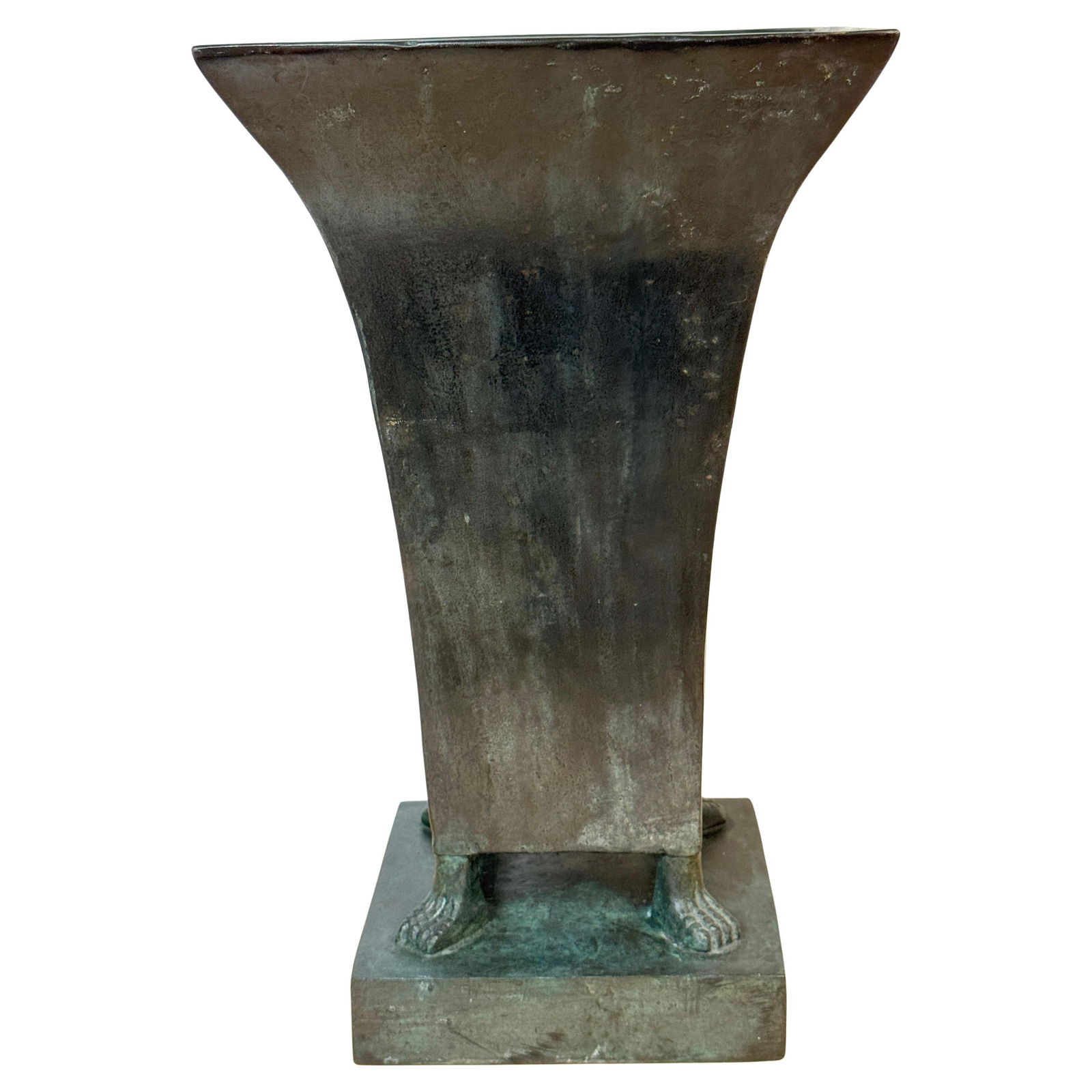 Monumental French Moderne Verdigris Bronze Vase , Manner of Gilbert Poillerat - 10