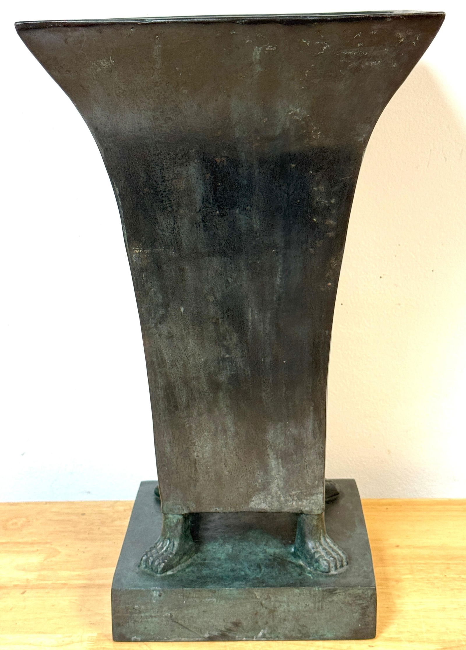 Monumental French Moderne Verdigris Bronze Vase , Manner of Gilbert Poillerat - 11