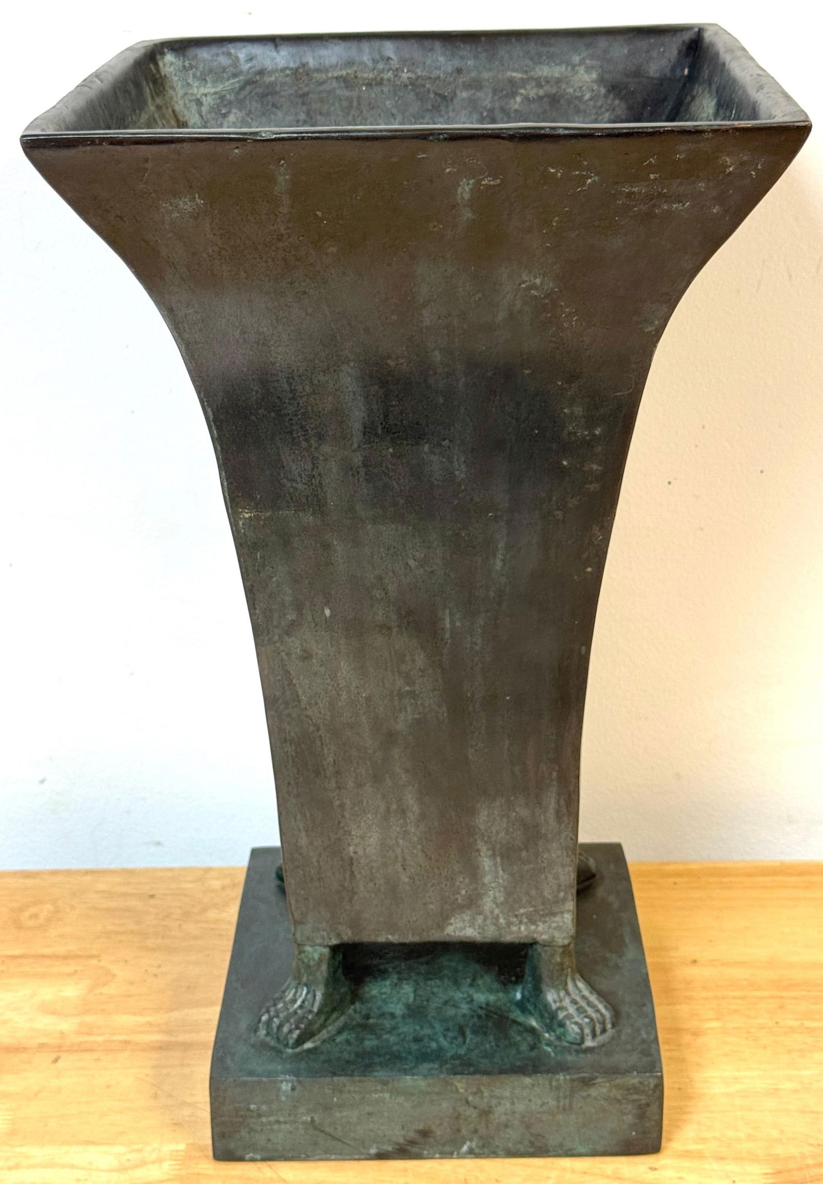 Monumental French Moderne Verdigris Bronze Vase , Manner of Gilbert Poillerat - 12