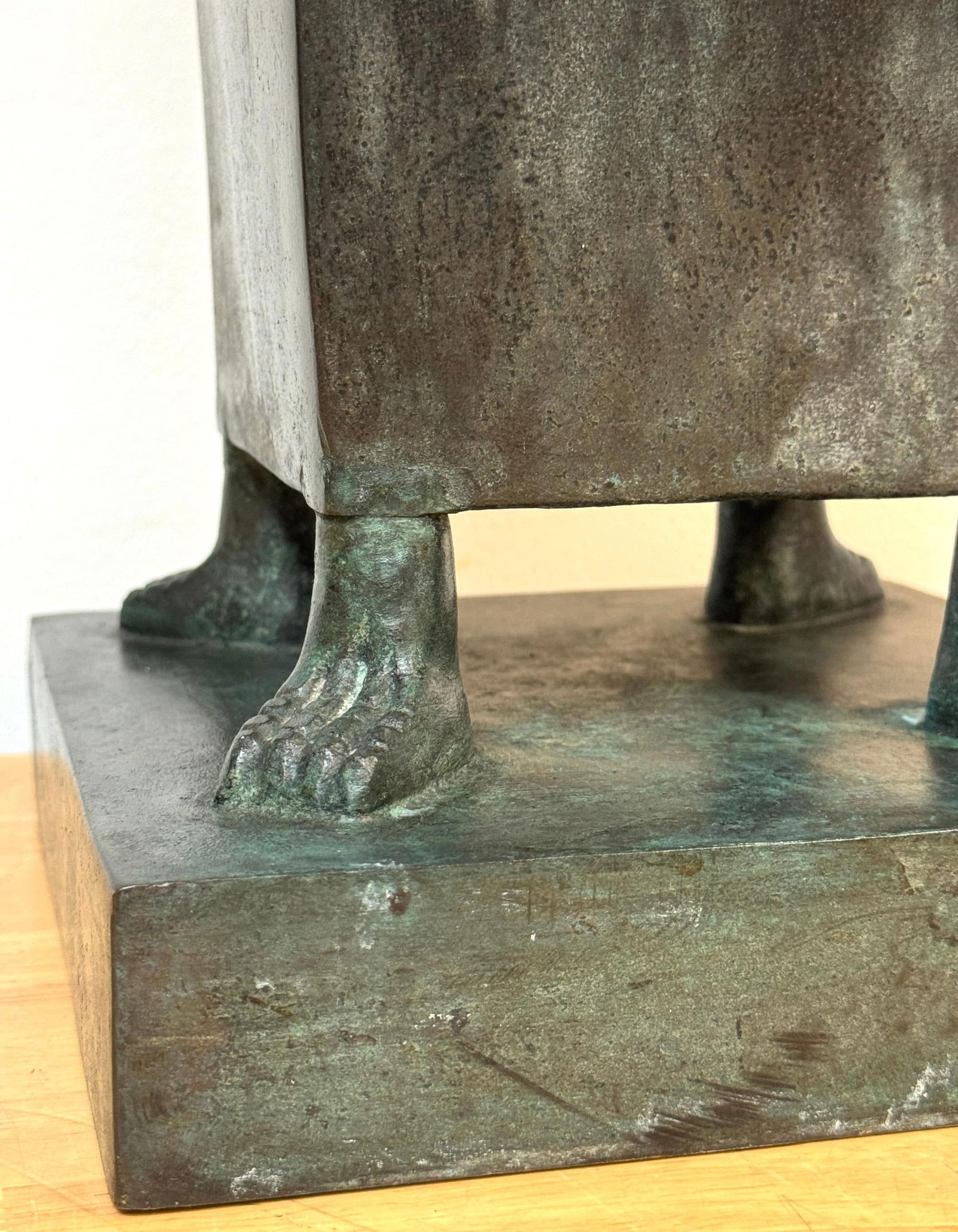 Monumental French Moderne Verdigris Bronze Vase , Manner of Gilbert Poillerat - 14