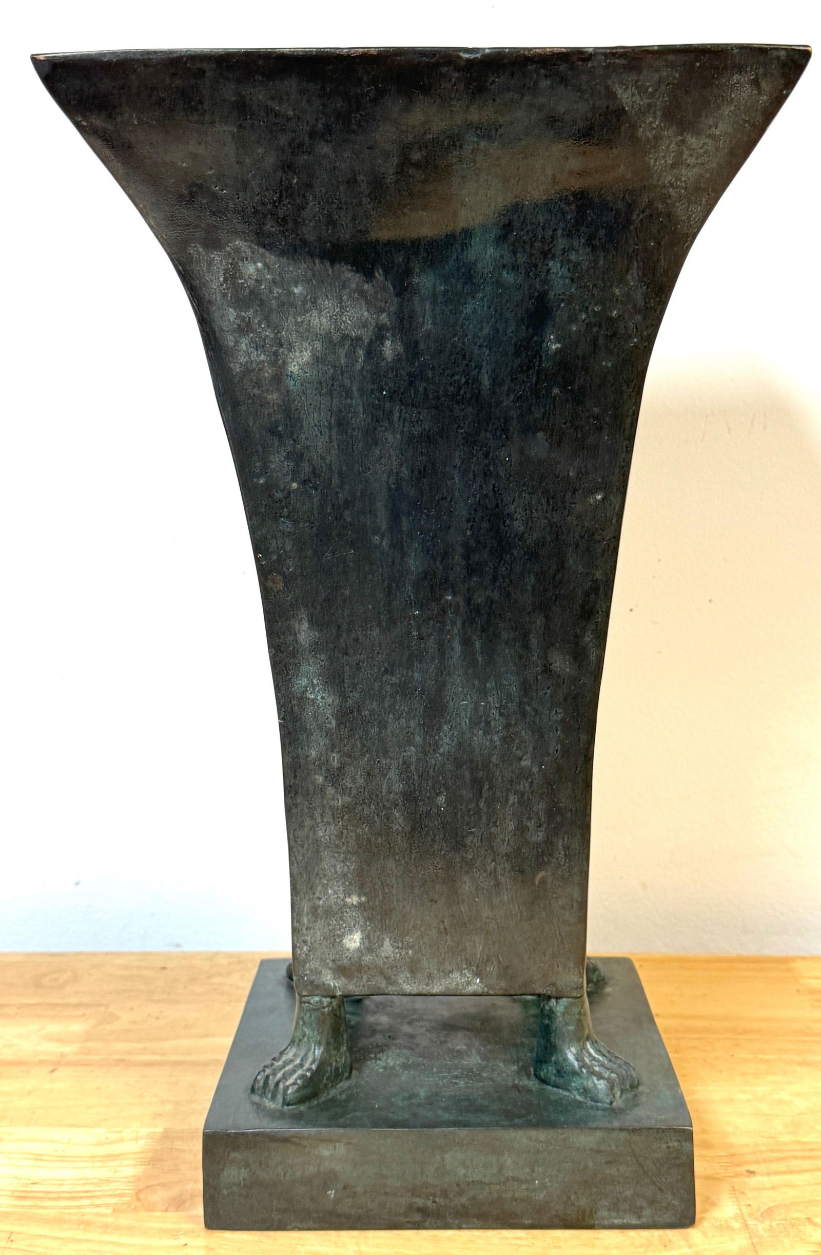 Monumental French Moderne Verdigris Bronze Vase , Manner of Gilbert Poillerat - 15