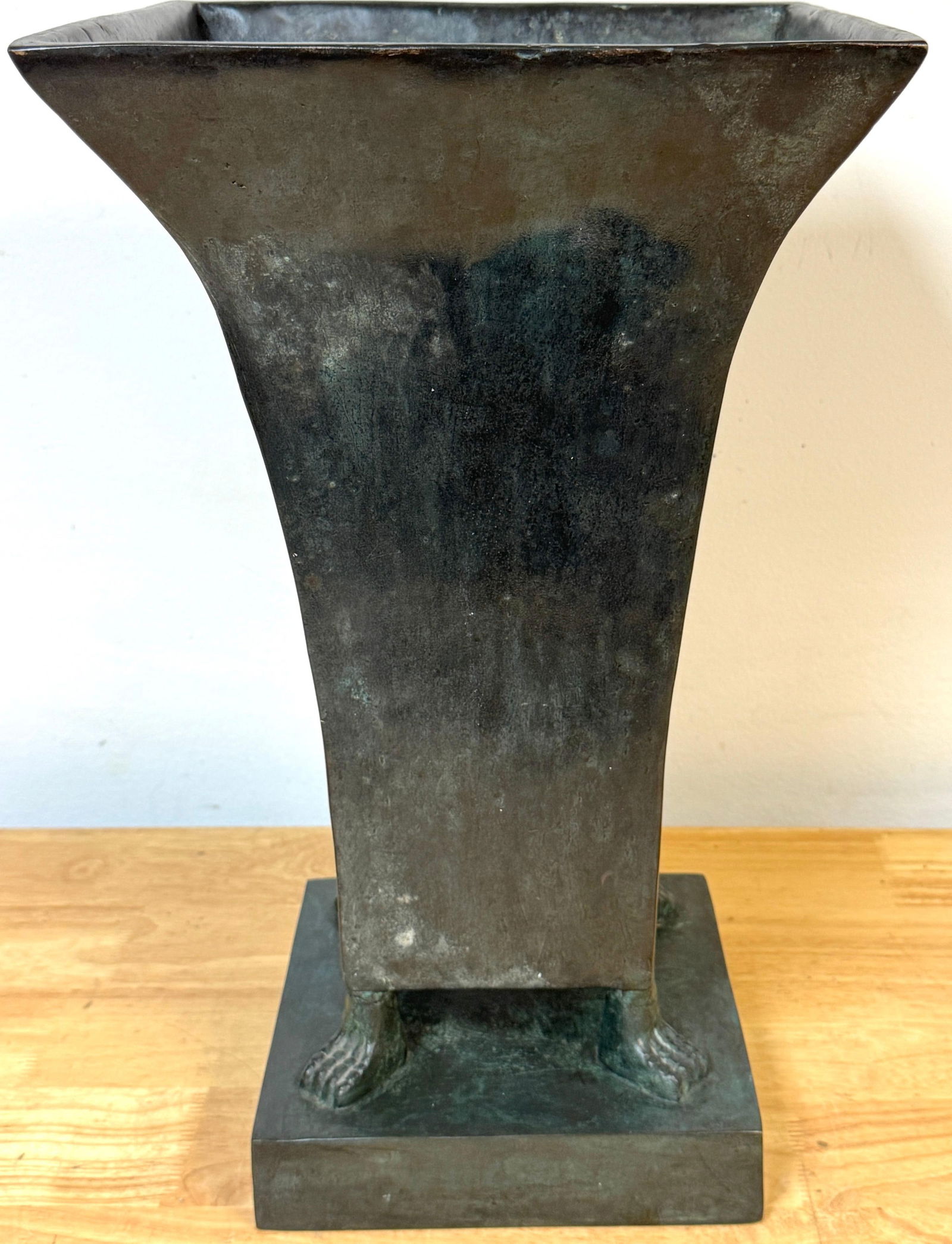 Monumental French Moderne Verdigris Bronze Vase , Manner of Gilbert Poillerat - 16