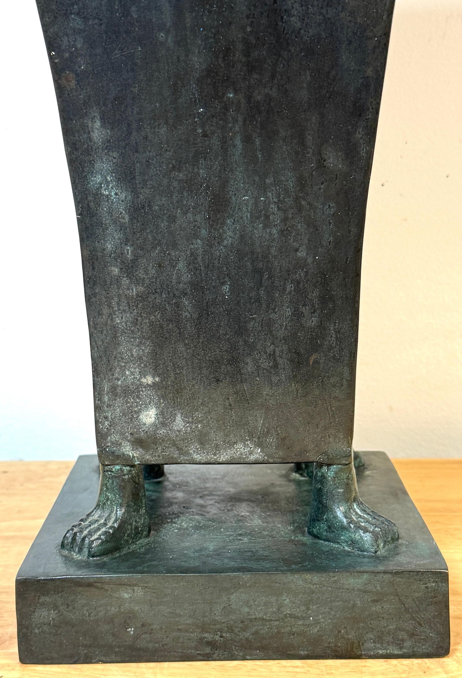 Monumental French Moderne Verdigris Bronze Vase , Manner of Gilbert Poillerat - 17