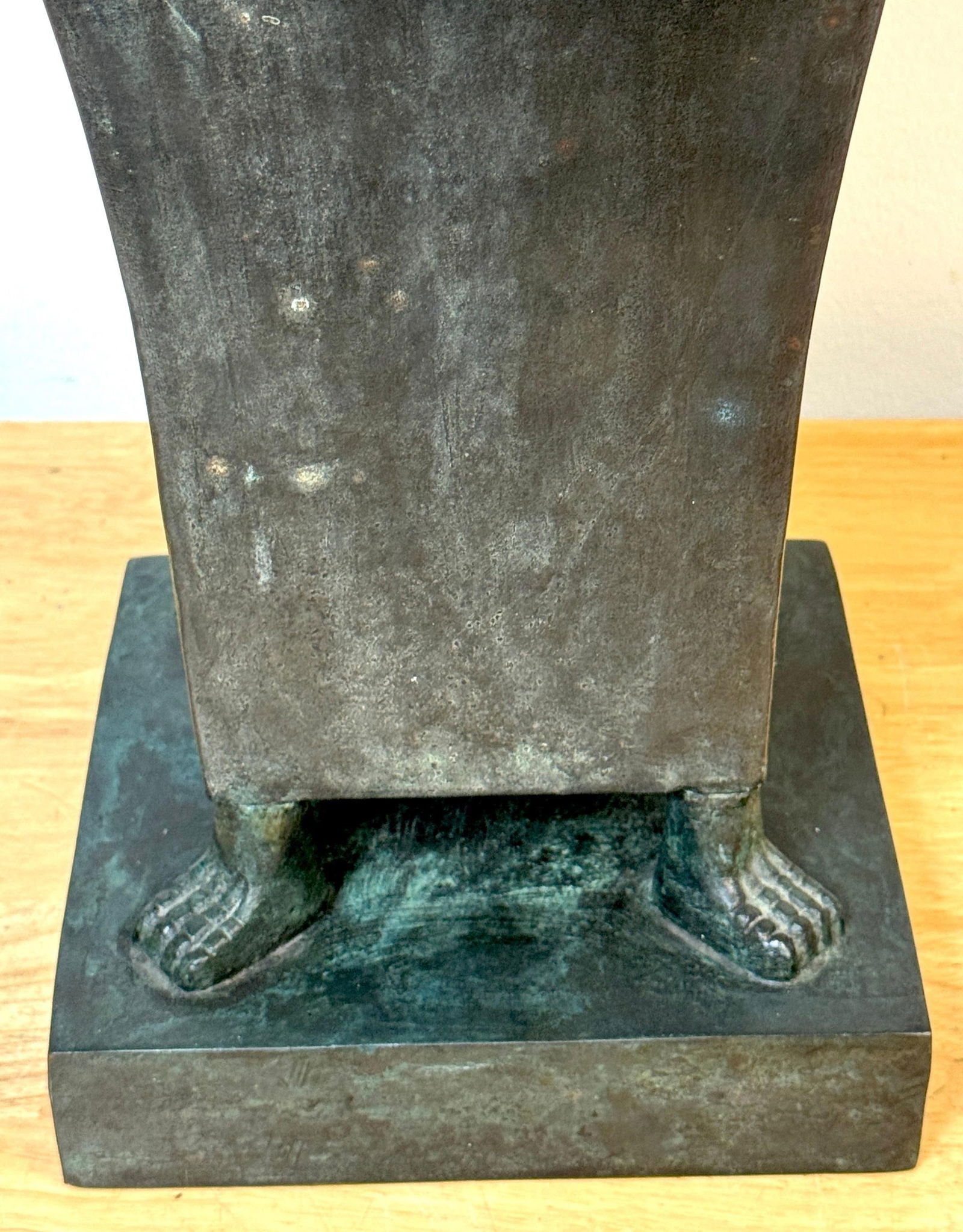 Monumental French Moderne Verdigris Bronze Vase , Manner of Gilbert Poillerat - 3