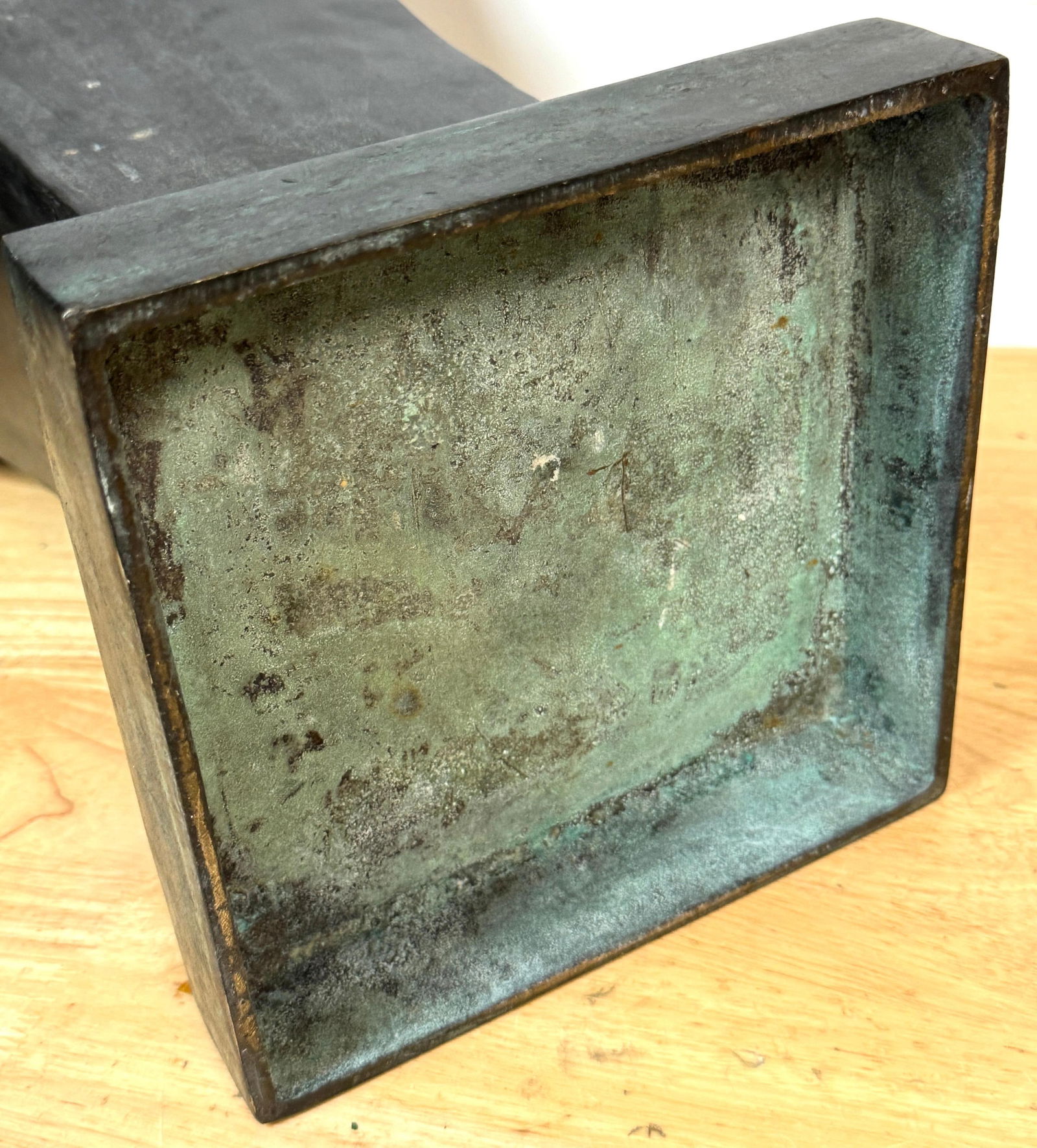 Monumental French Moderne Verdigris Bronze Vase , Manner of Gilbert Poillerat - 8