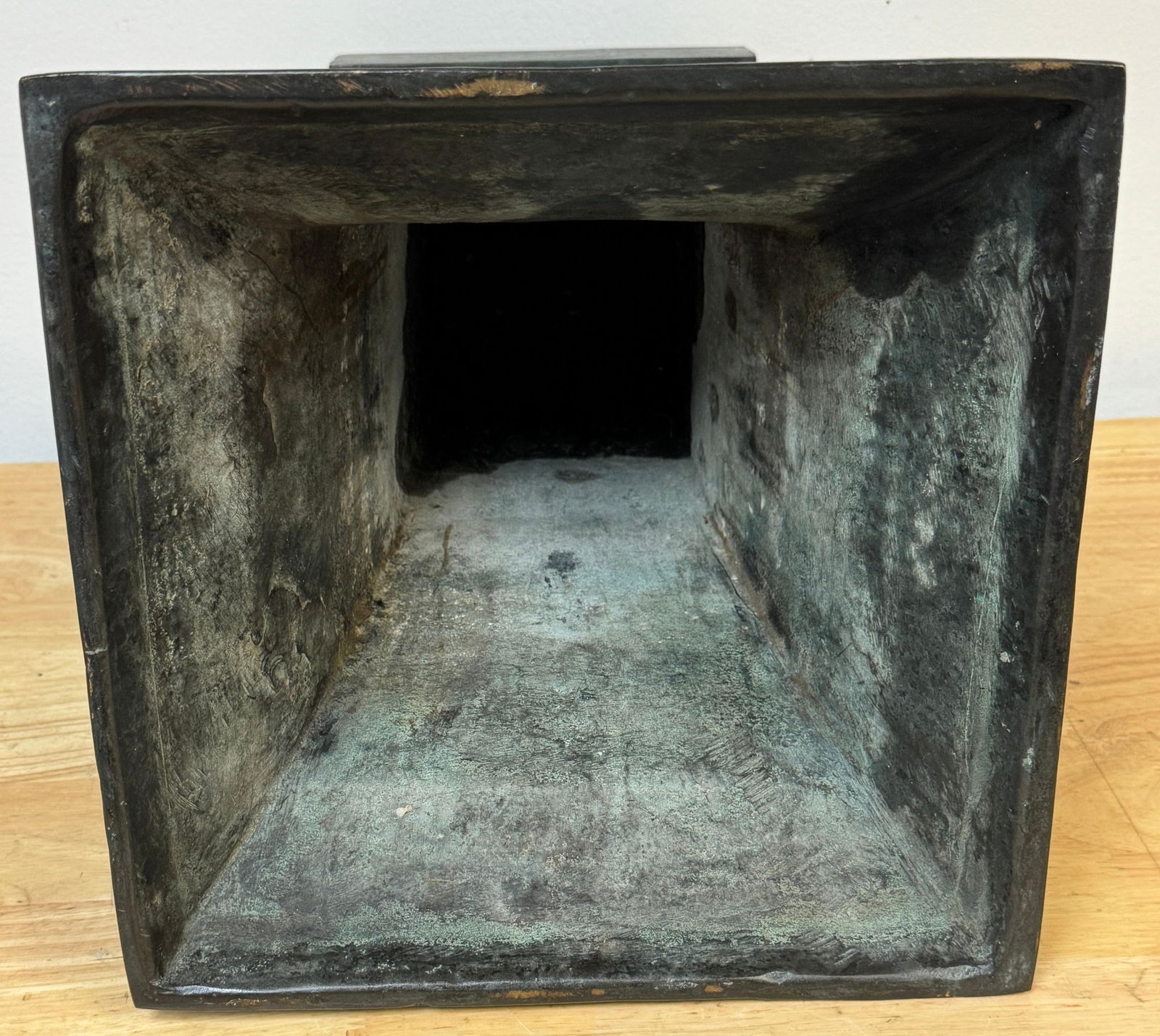 Monumental French Moderne Verdigris Bronze Vase , Manner of Gilbert Poillerat - 9