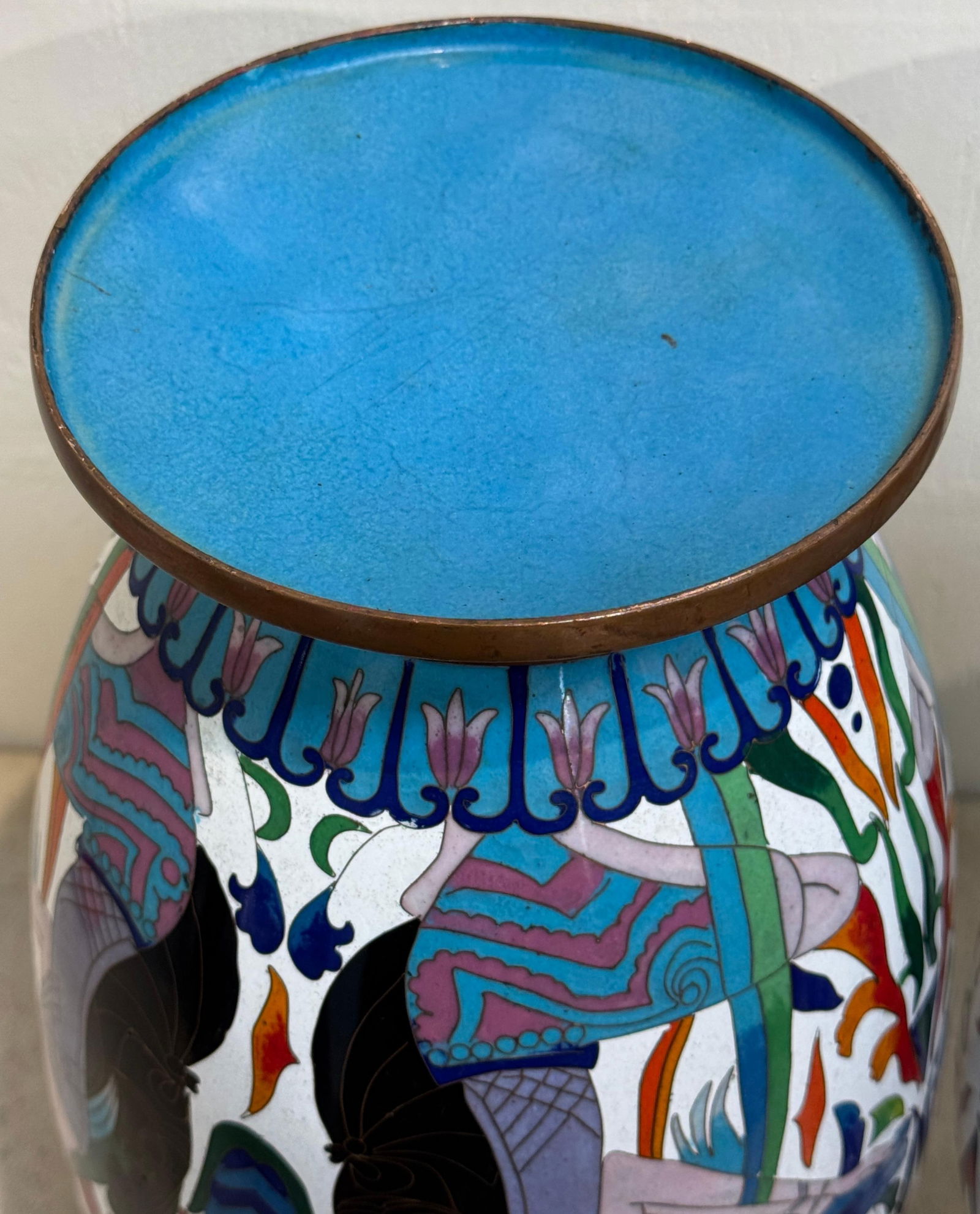 Pair of Chinese Cloisonné Vases with Egyptian Revival Motifs, Later 20th Century - 10