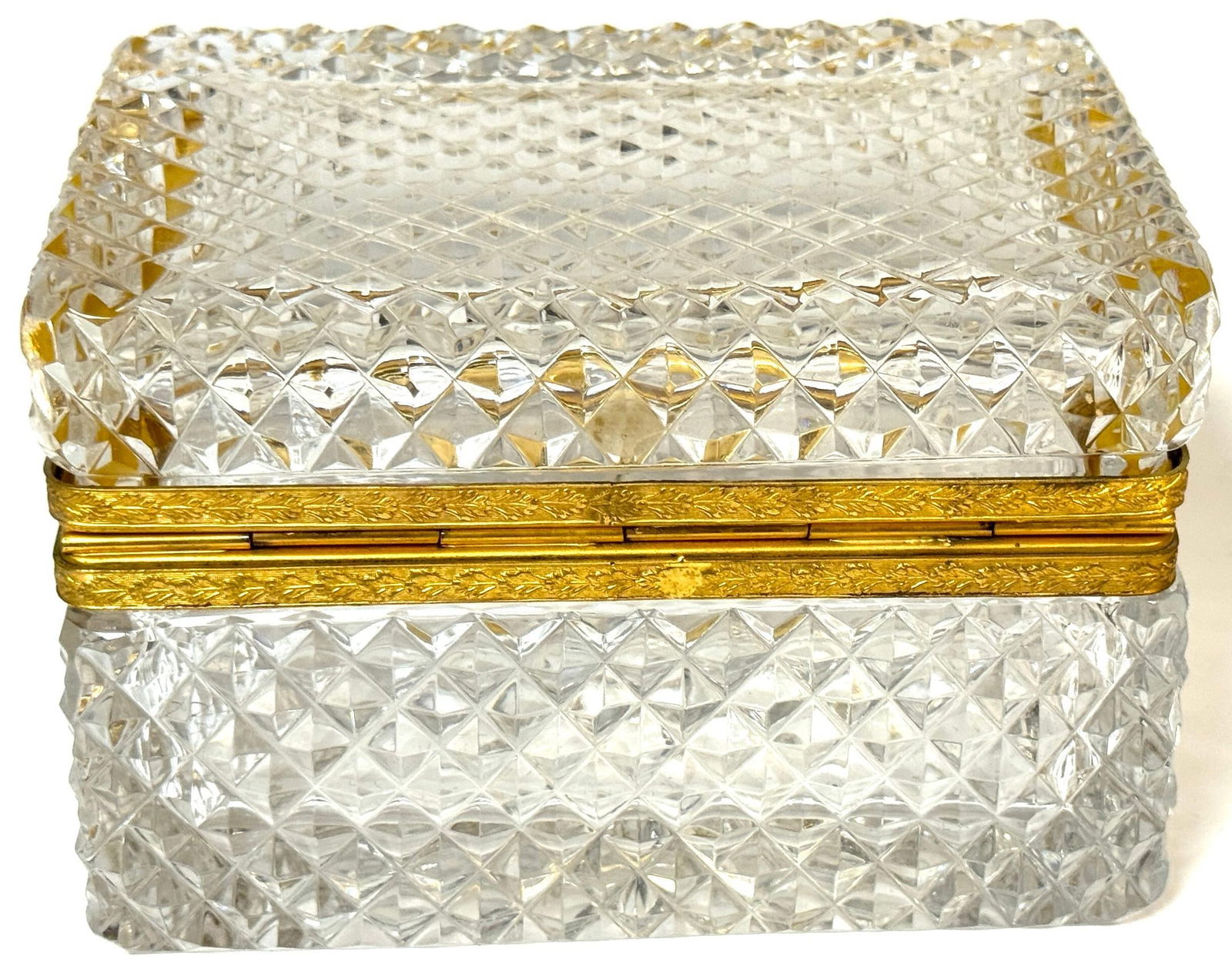 Late 19th C French Fire Gilt Ormolu Cut Glass Table Box, Attributed to Baccarat - 16