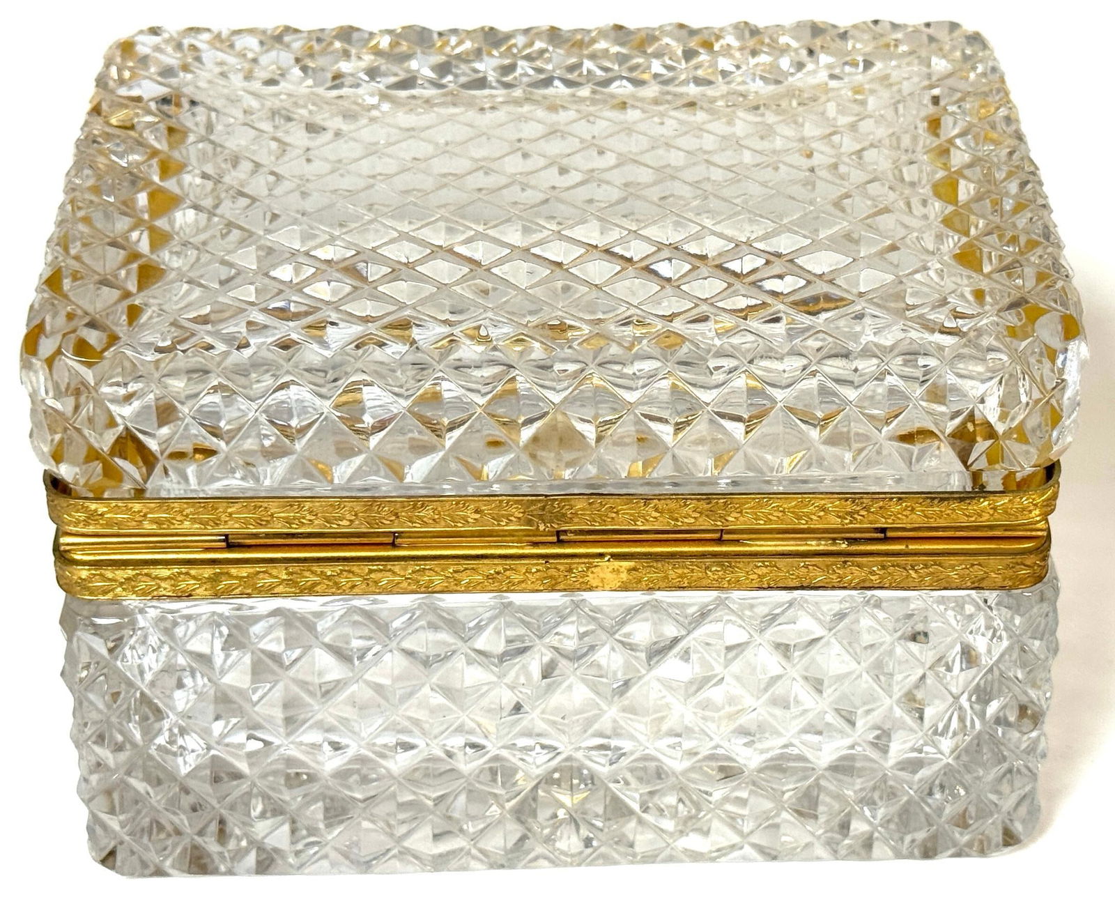 Late 19th C French Fire Gilt Ormolu Cut Glass Table Box, Attributed to Baccarat - 17