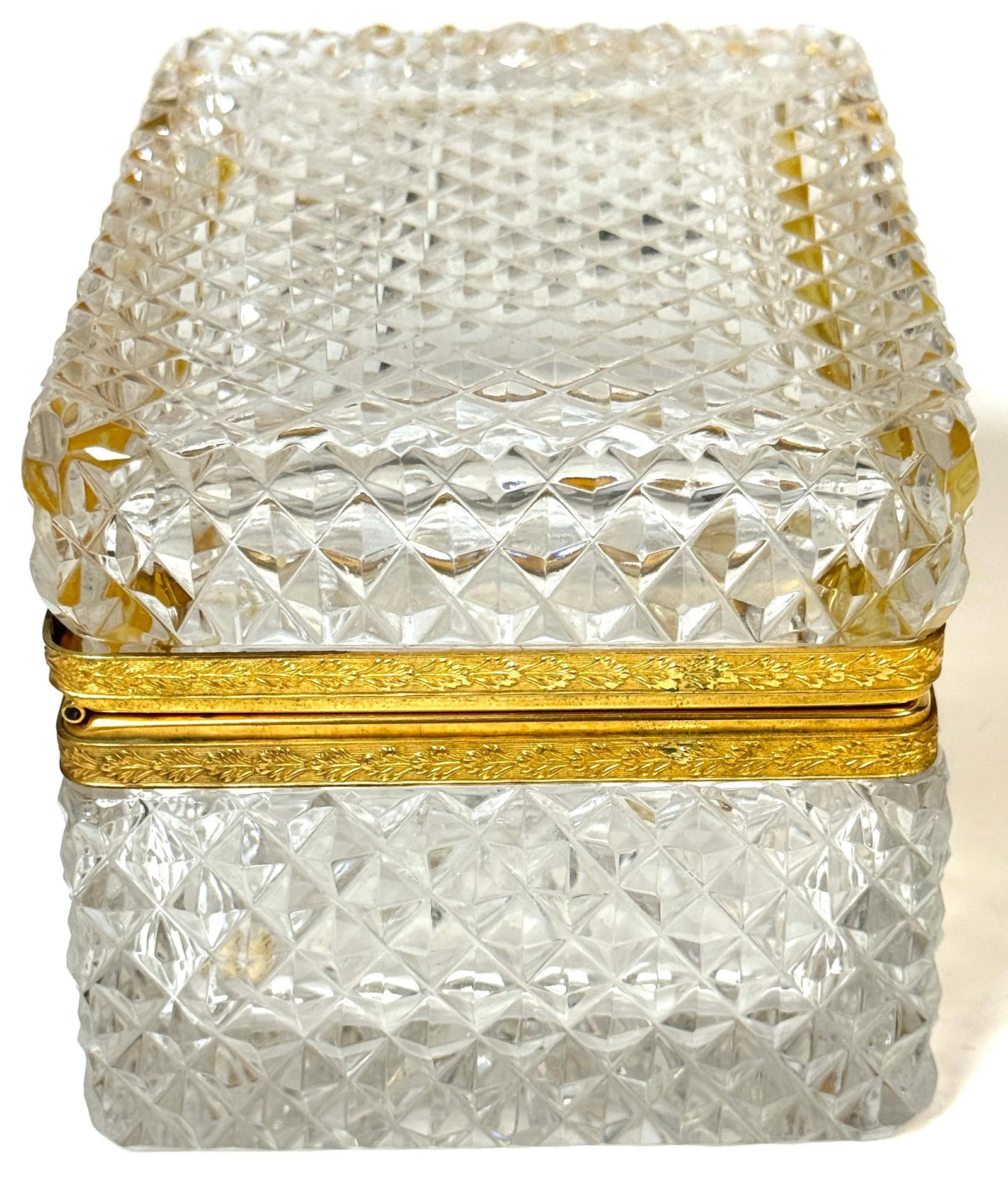 Late 19th C French Fire Gilt Ormolu Cut Glass Table Box, Attributed to Baccarat - 18