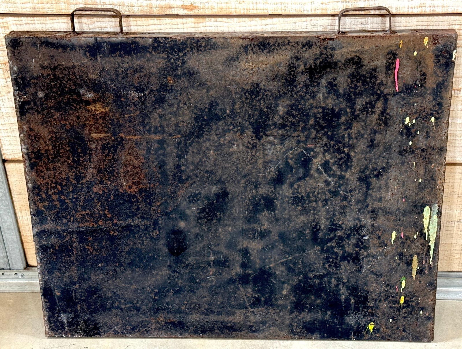 Purvis Young "Burning Man" Monumental Outsider Painting on Found Steel Tray - 18