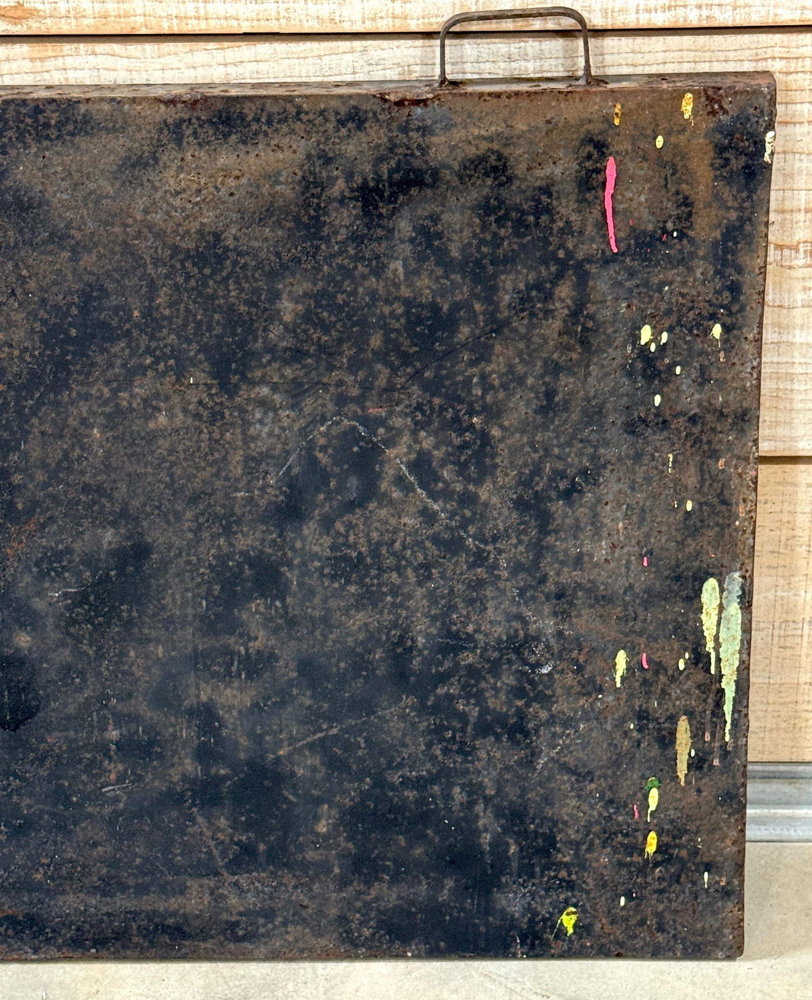 Purvis Young "Burning Man" Monumental Outsider Painting on Found Steel Tray - 3