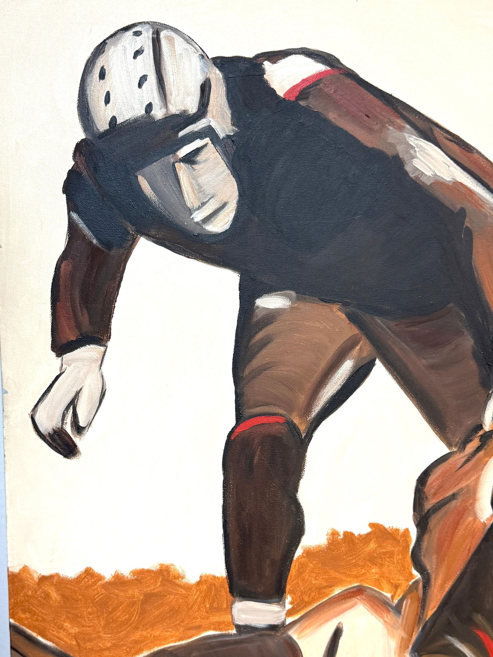 The Pile-Up: 1930s FootballMid-Century Oil on Canvas by T. Byrne, 30" x 48" - 14