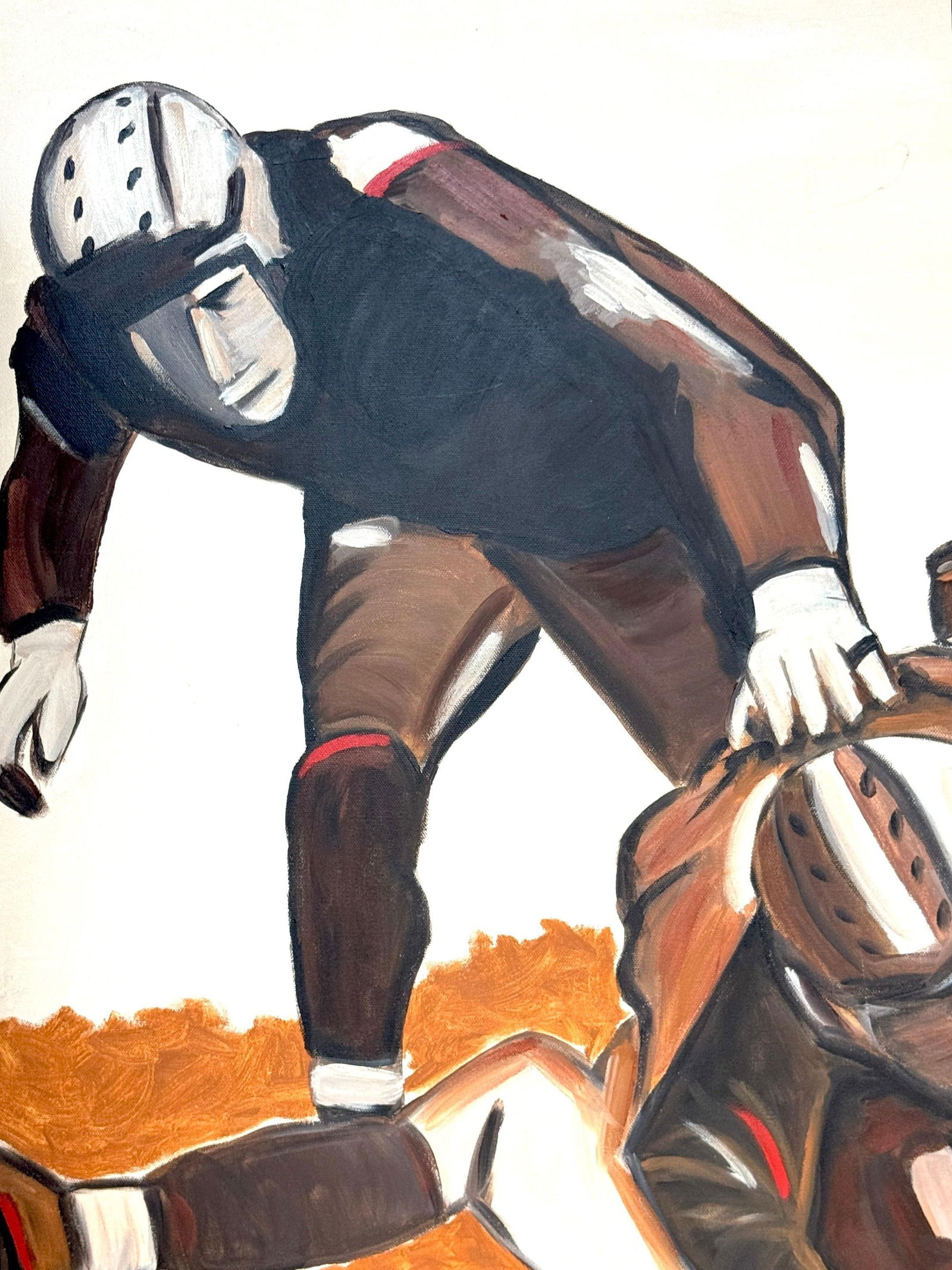 The Pile-Up: 1930s FootballMid-Century Oil on Canvas by T. Byrne, 30" x 48" - 4