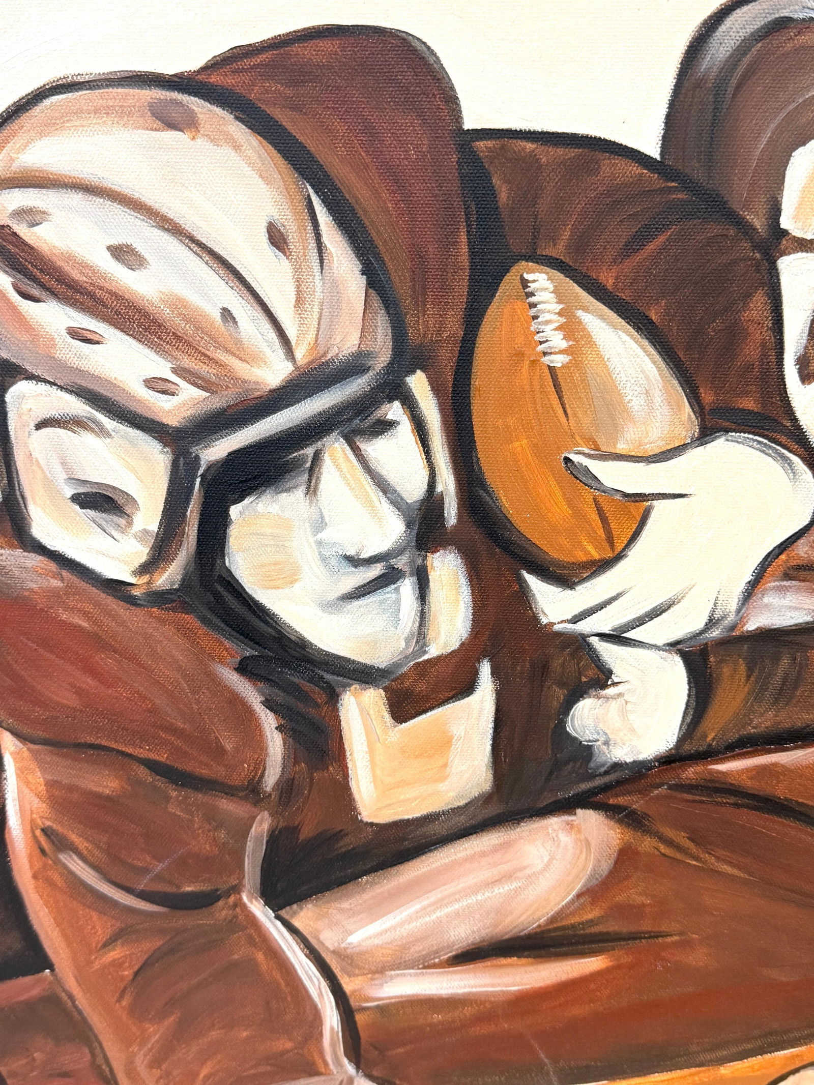 The Pile-Up: 1930s FootballMid-Century Oil on Canvas by T. Byrne, 30" x 48" - 6