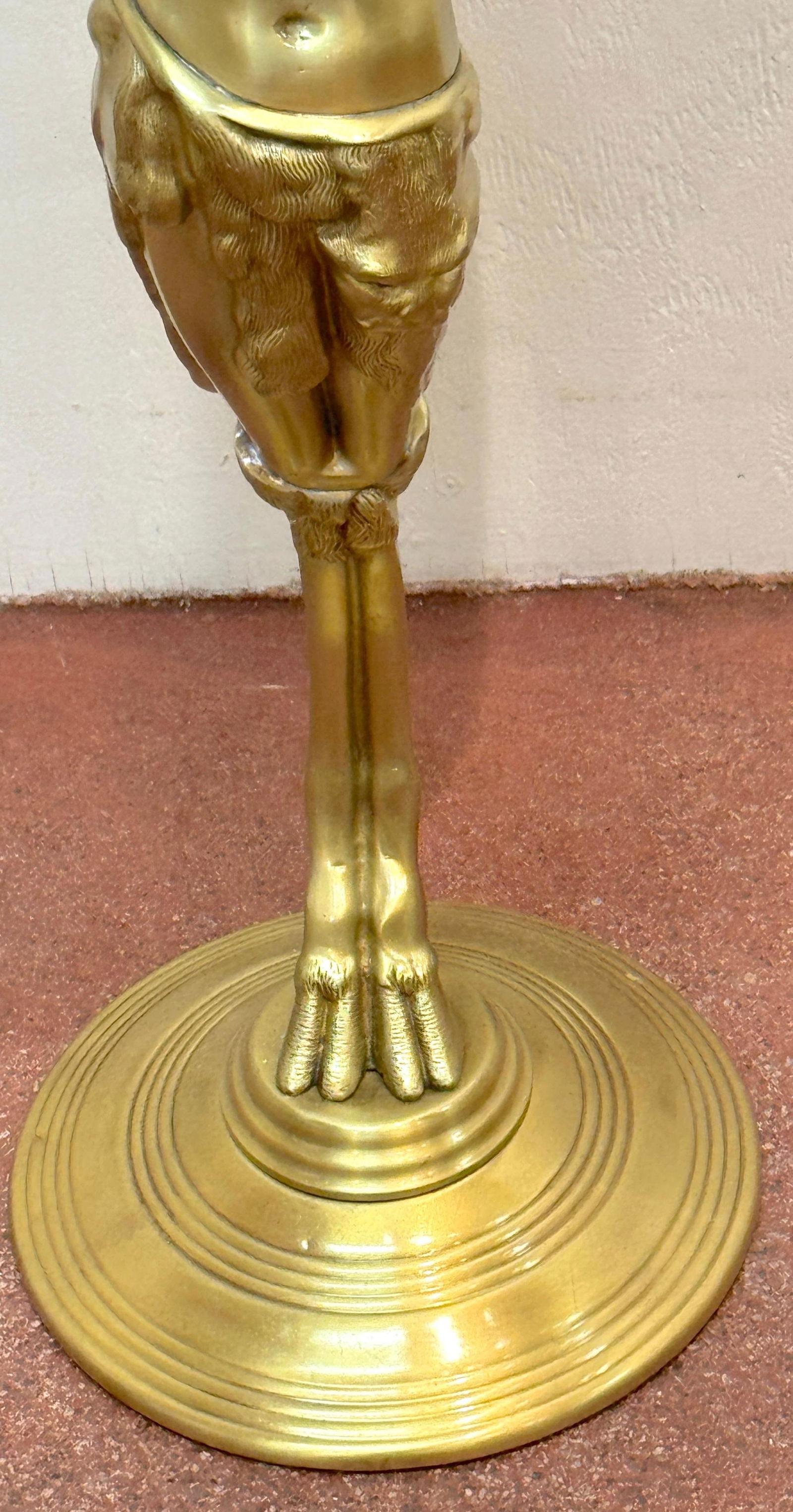 French Belle Époque Gilt Brass & Onyx Satyress Caryatid Pedestal, Circa 1900s - 13