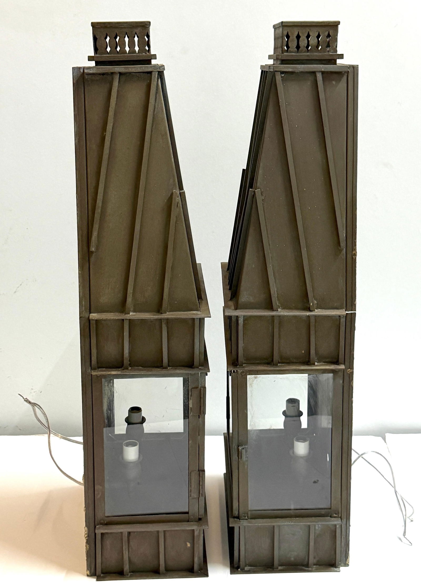 Pair Architectural Georgian Gothic Bronze Exterior/Interior Wall Sconces - 12