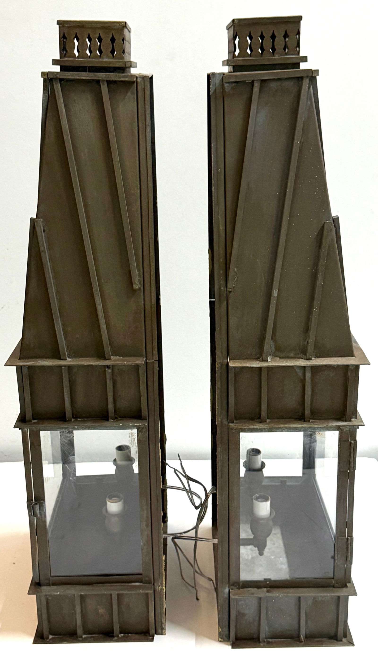 Pair Architectural Georgian Gothic Bronze Exterior/Interior Wall Sconces - 14