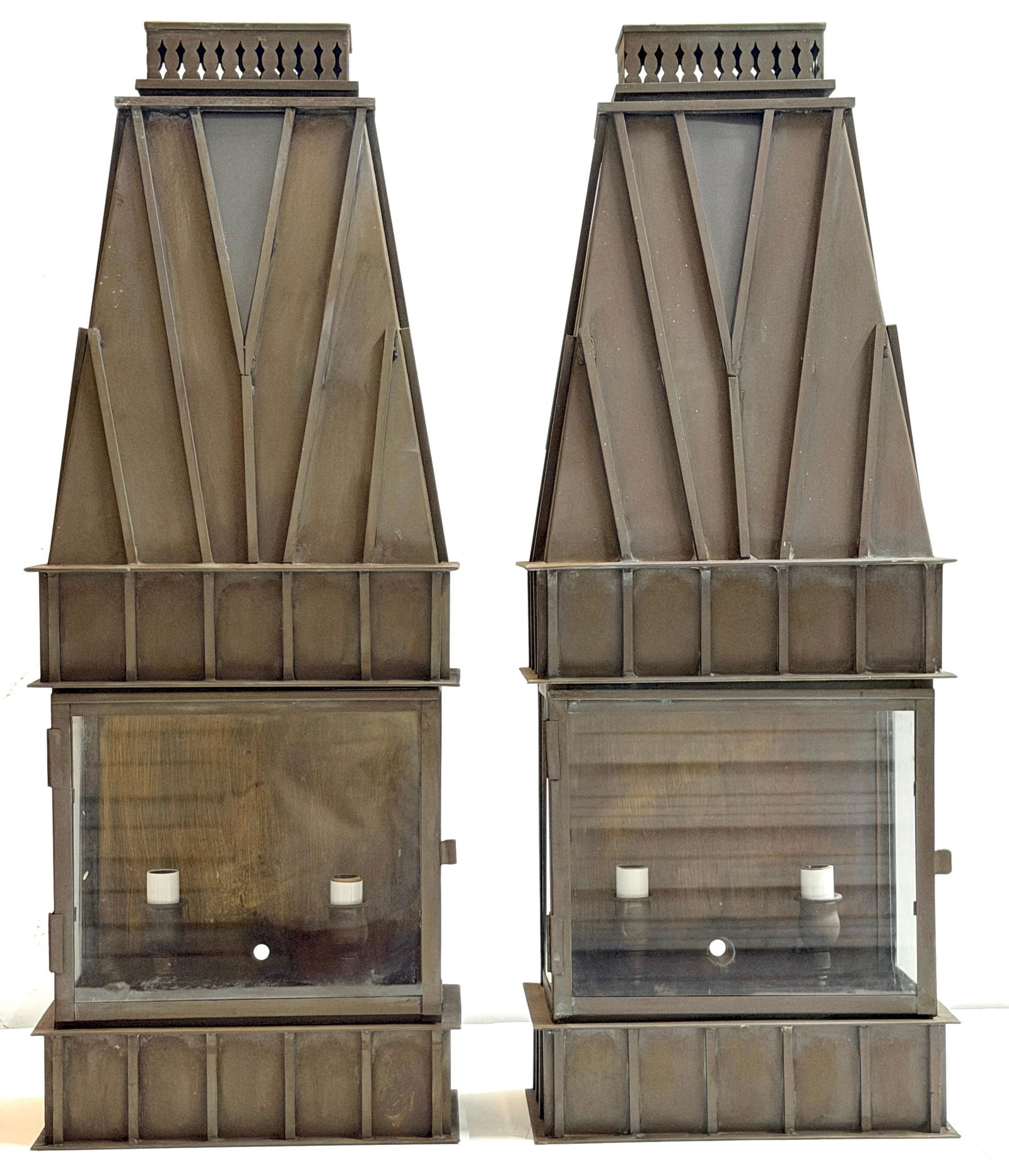 Pair Architectural Georgian Gothic Bronze Exterior/Interior Wall Sconces - 2