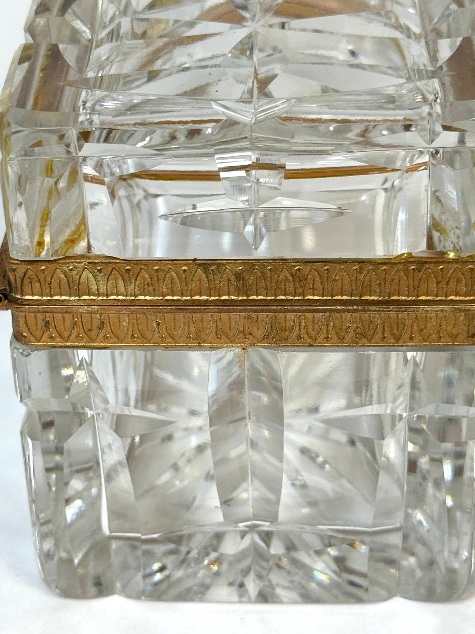 Charles X Style French Ormolu Optic Cut Crystal Box, Signed Lehmann France - 13