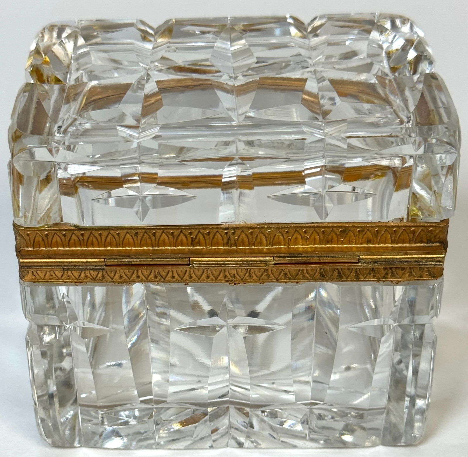 Charles X Style French Ormolu Optic Cut Crystal Box, Signed Lehmann France - 14