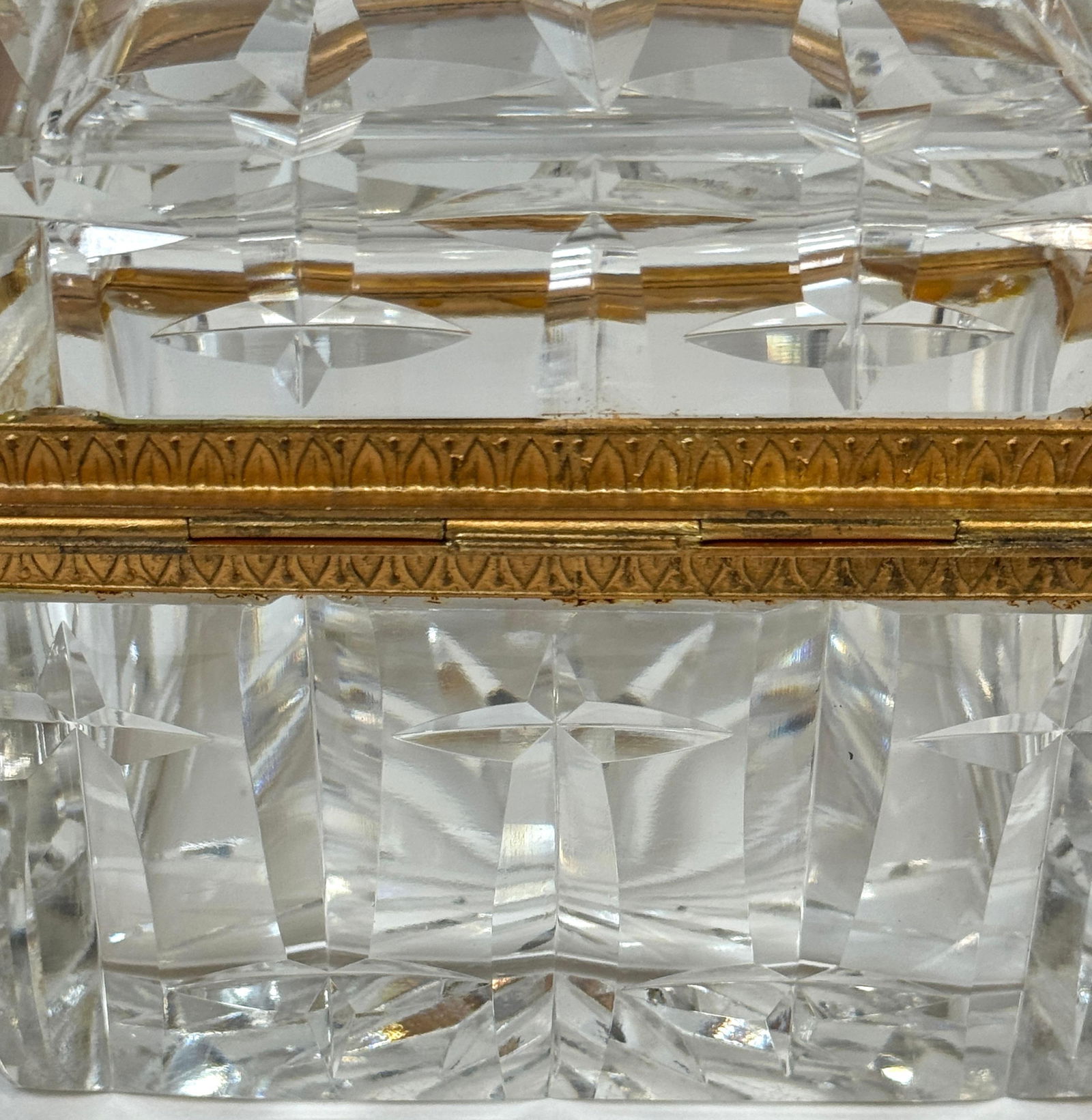 Charles X Style French Ormolu Optic Cut Crystal Box, Signed Lehmann France - 15