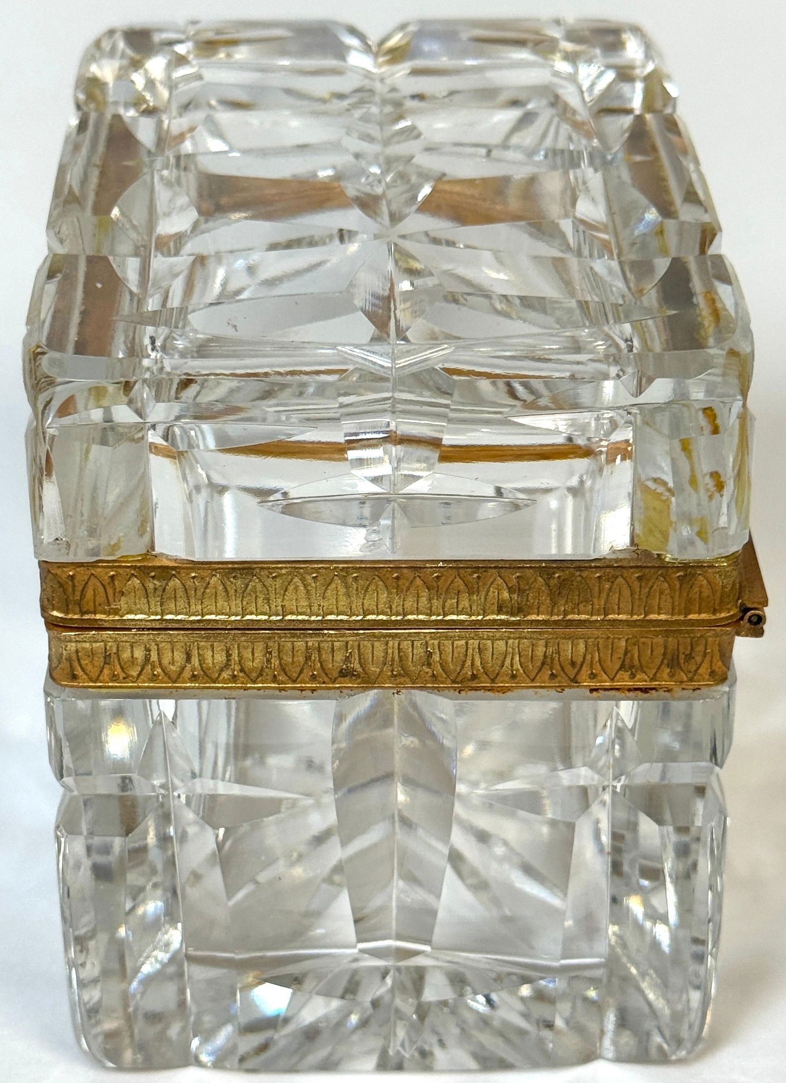 Charles X Style French Ormolu Optic Cut Crystal Box, Signed Lehmann France - 16