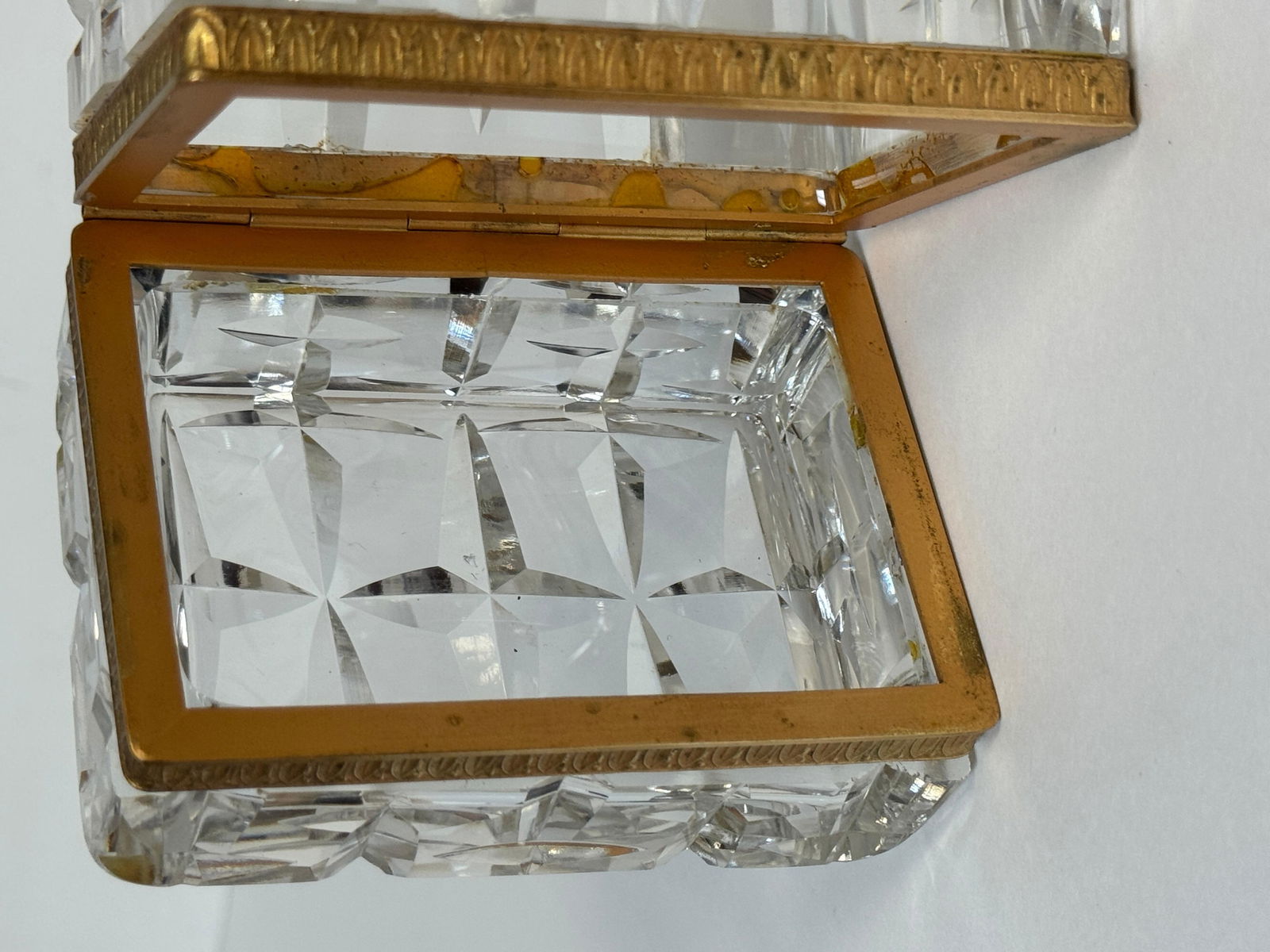 Charles X Style French Ormolu Optic Cut Crystal Box, Signed Lehmann France - 18