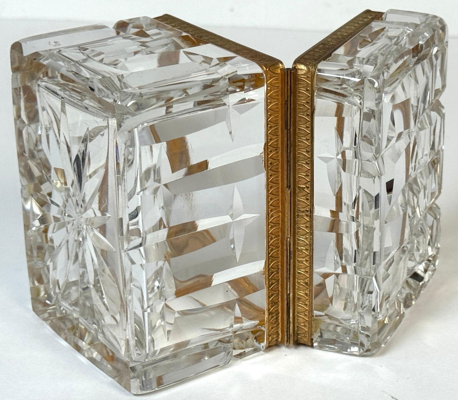 Charles X Style French Ormolu Optic Cut Crystal Box, Signed Lehmann France - 3
