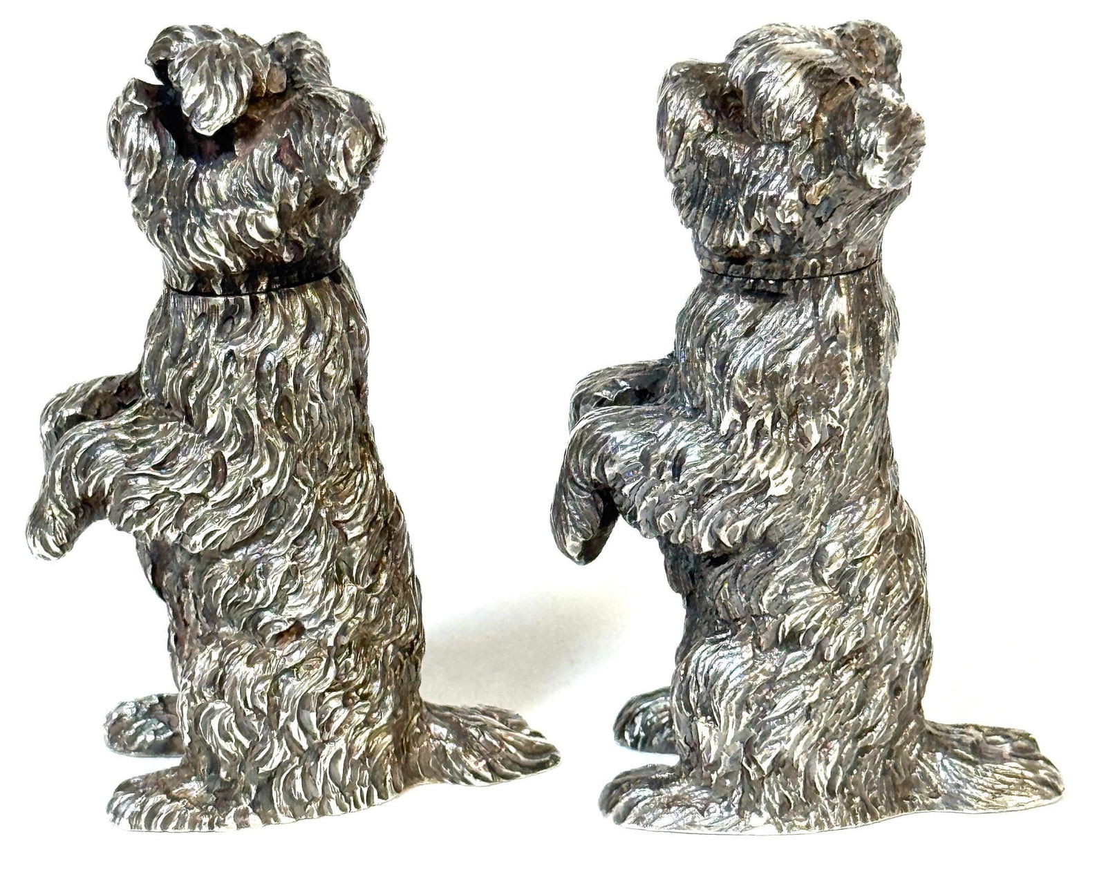 Pair Edwardian Sterling Terrier Salt & Pepper London, Jonathan Howell, 1906/1913 - 13