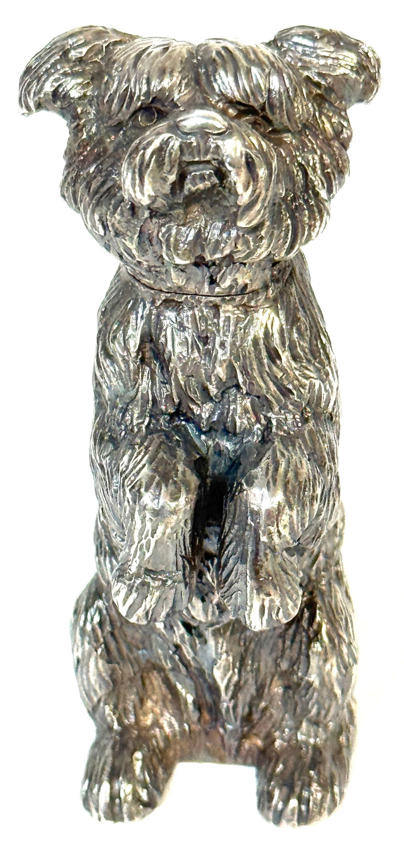 Pair Edwardian Sterling Terrier Salt & Pepper London, Jonathan Howell, 1906/1913 - 15