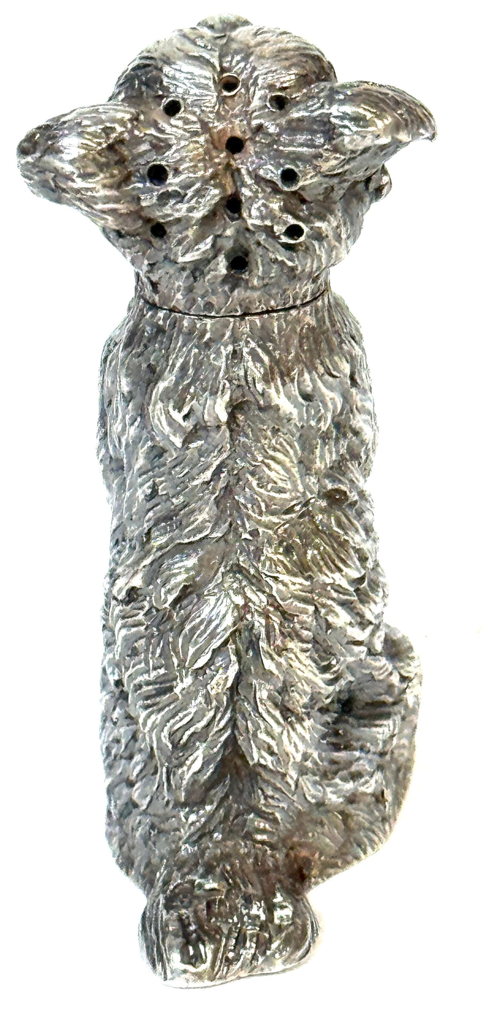 Pair Edwardian Sterling Terrier Salt & Pepper London, Jonathan Howell, 1906/1913 - 18