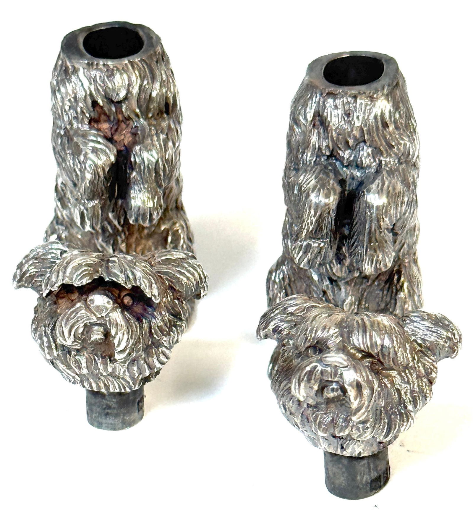 Pair Edwardian Sterling Terrier Salt & Pepper London, Jonathan Howell, 1906/1913 - 4