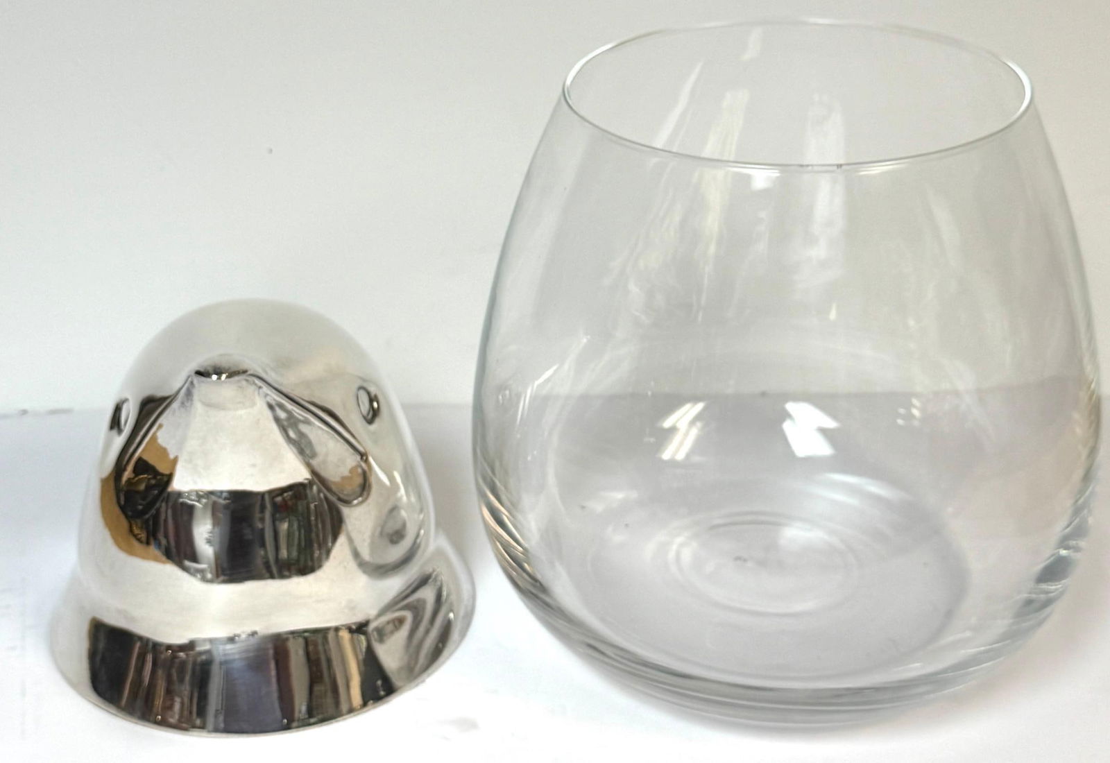 Large Italian Modern Sterling Silver & Crystal Penguin Ice Bucket, 16" High - 15