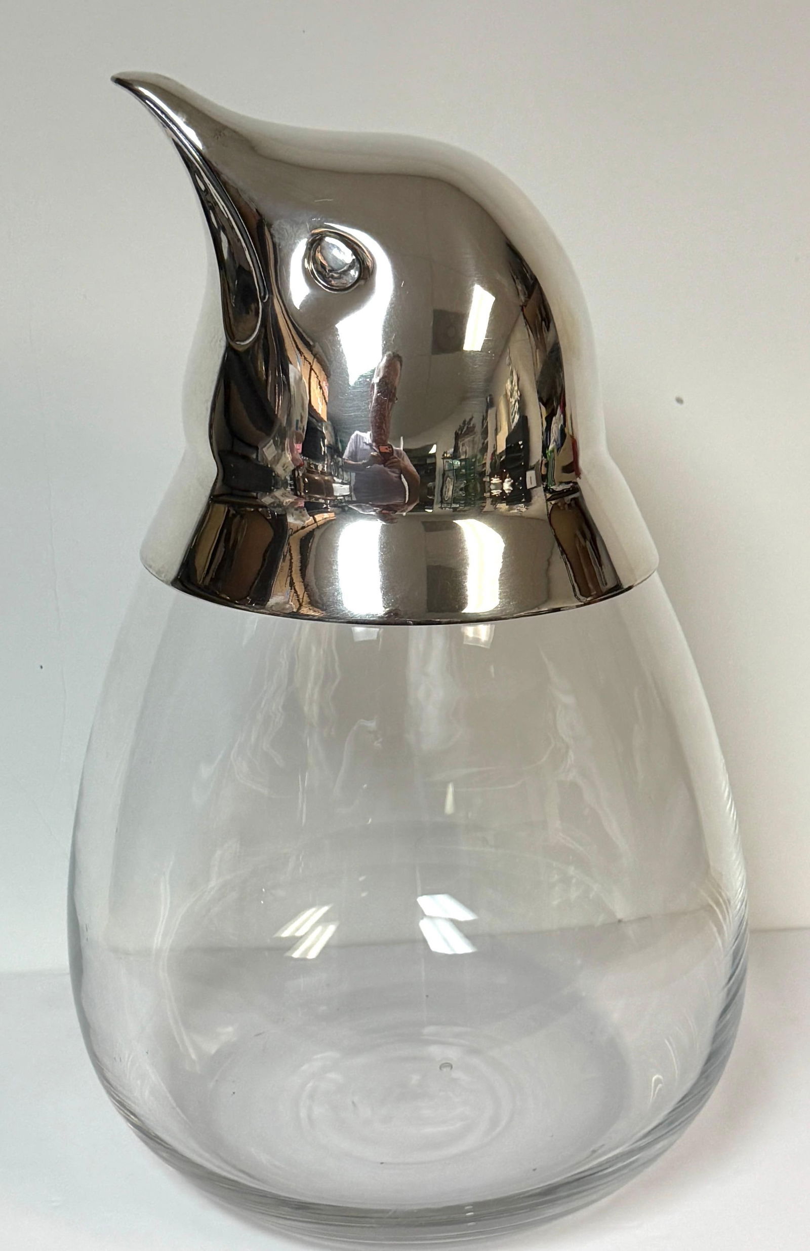 Large Italian Modern Sterling Silver & Crystal Penguin Ice Bucket, 16" High - 7