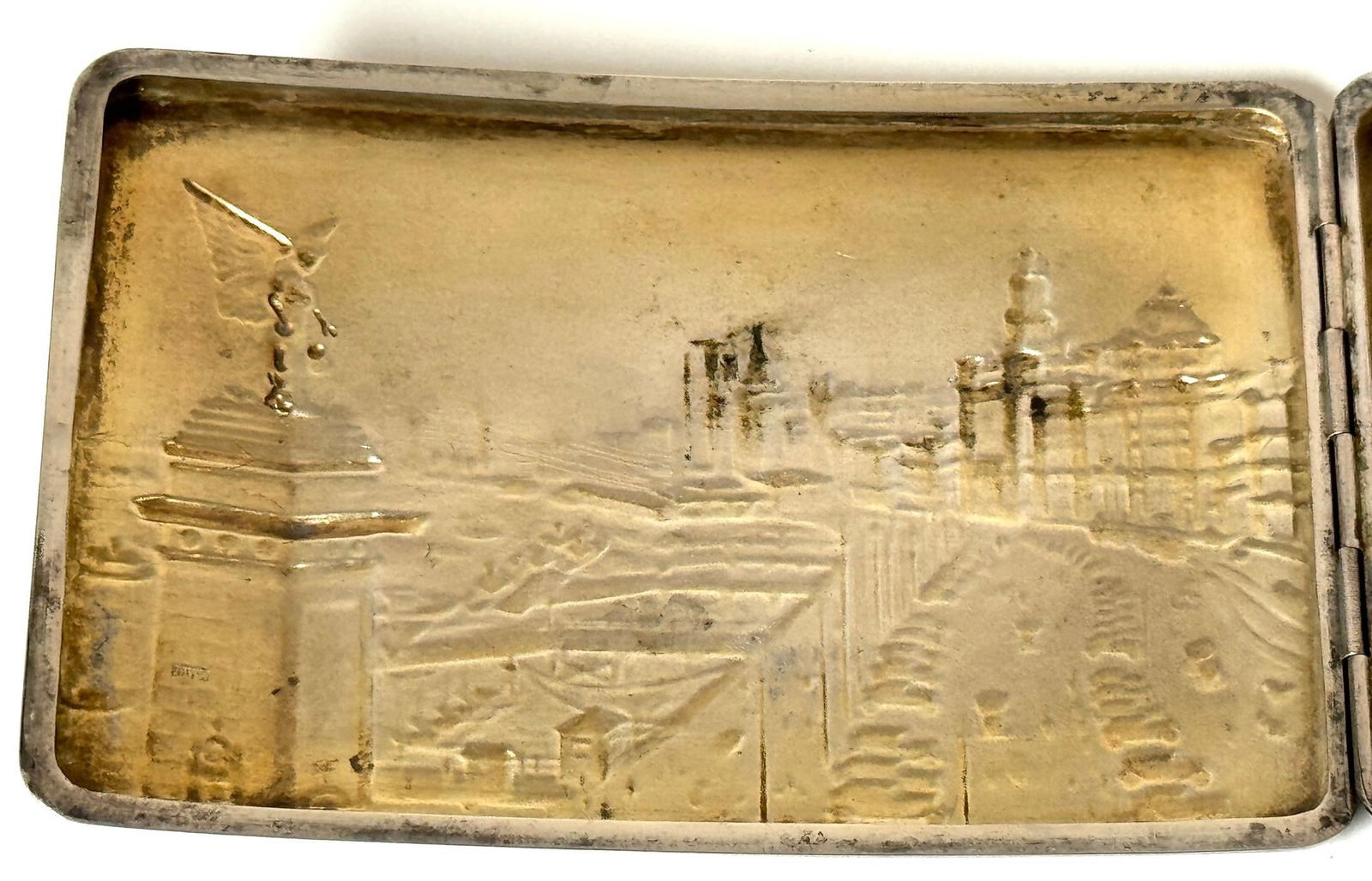 Chinese Export Silver Cigarette Case Depicting the Bund and the Angel of Peace - 12