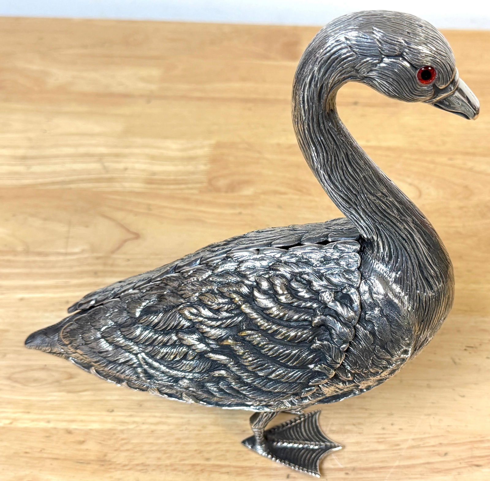 Articulated Silver-Plated Bronze Swan Box-/ Bonbonnière or Cache Pot - 11