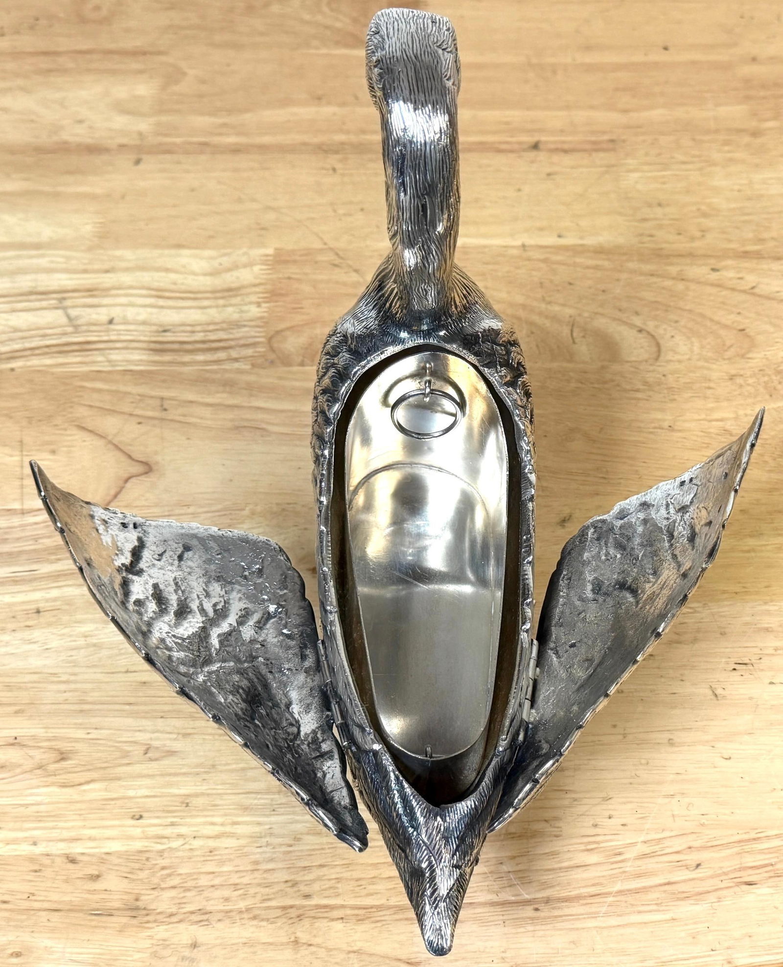 Articulated Silver-Plated Bronze Swan Box-/ Bonbonnière or Cache Pot - 12