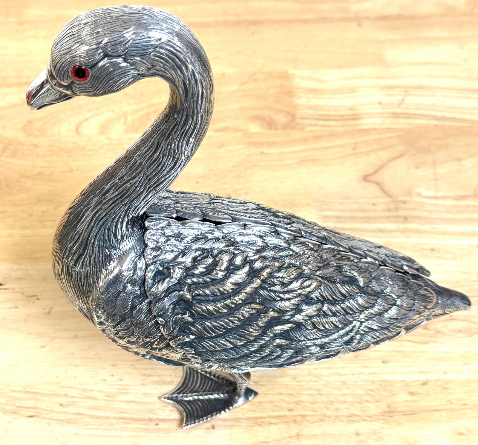 Articulated Silver-Plated Bronze Swan Box-/ Bonbonnière or Cache Pot - 2