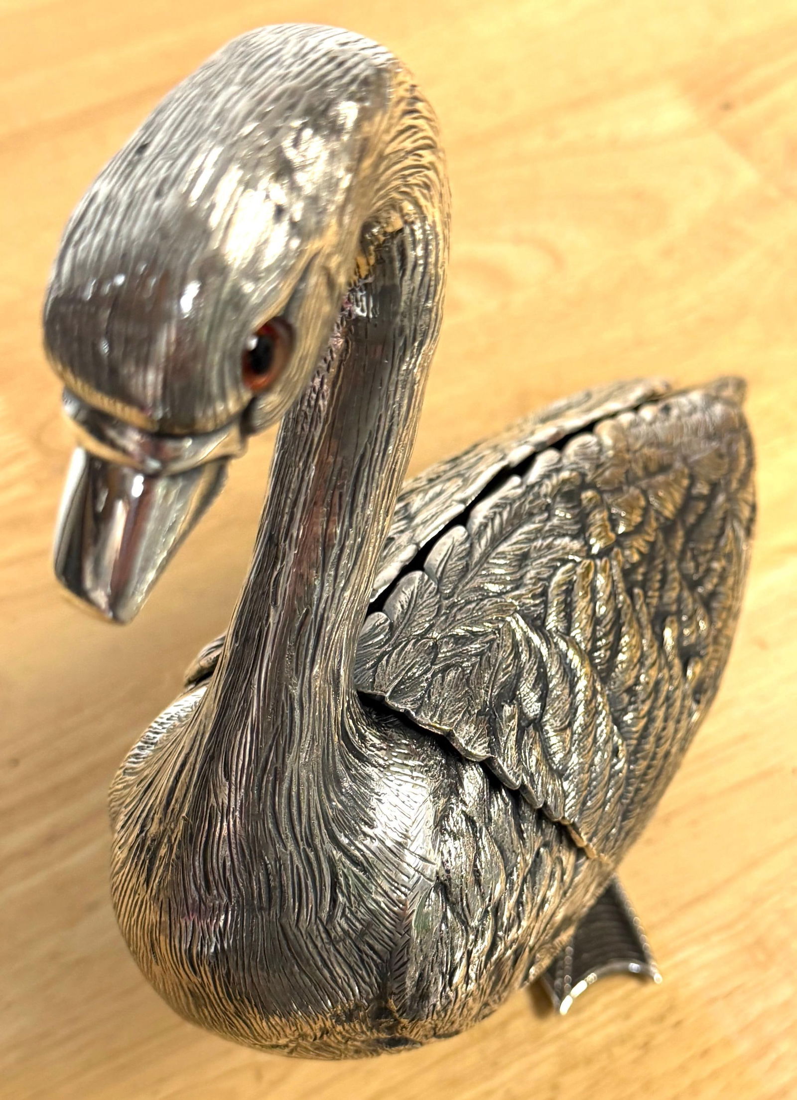 Articulated Silver-Plated Bronze Swan Box-/ Bonbonnière or Cache Pot - 6