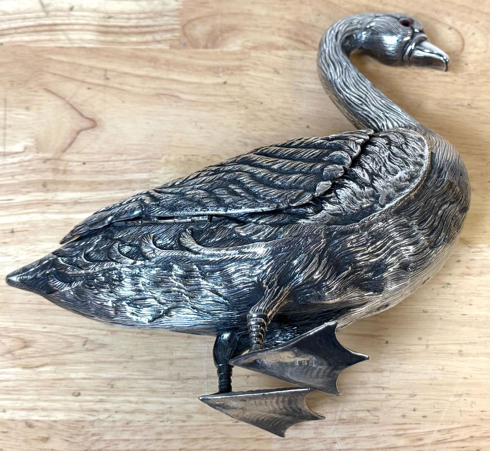 Articulated Silver-Plated Bronze Swan Box-/ Bonbonnière or Cache Pot - 7