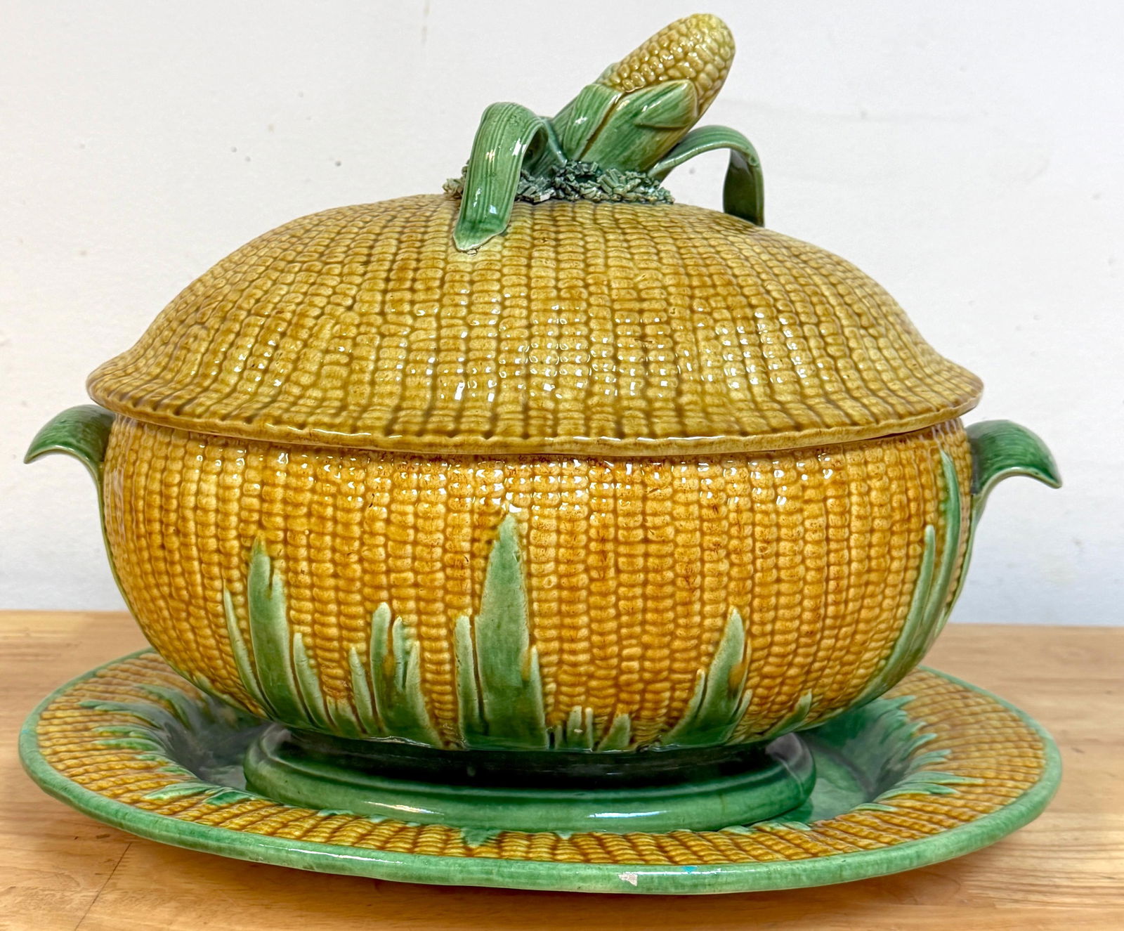 Portuguese Majolica Corn Motif Tureen & Platter, by José A. Cunha - 14