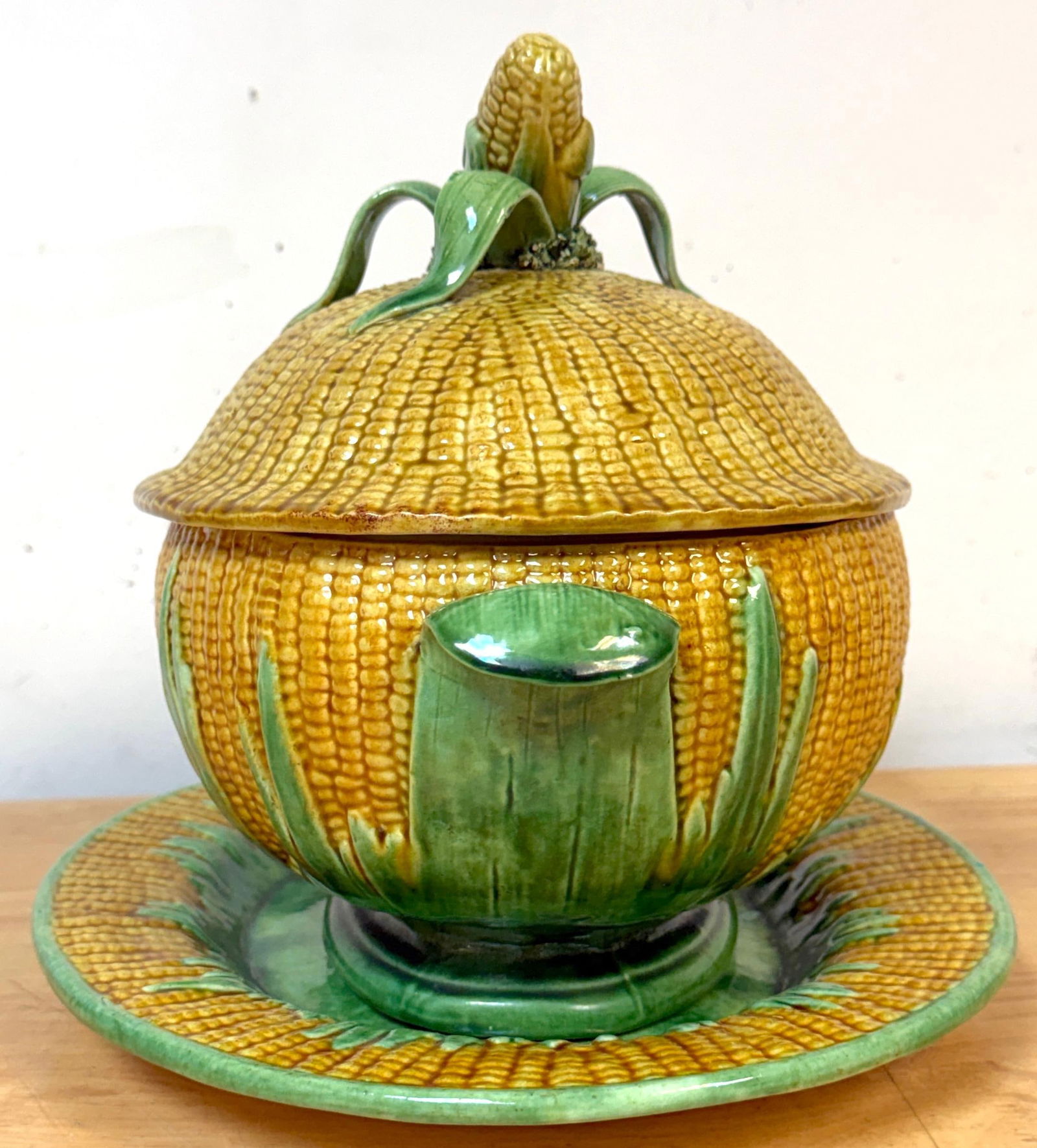 Portuguese Majolica Corn Motif Tureen & Platter, by José A. Cunha - 15