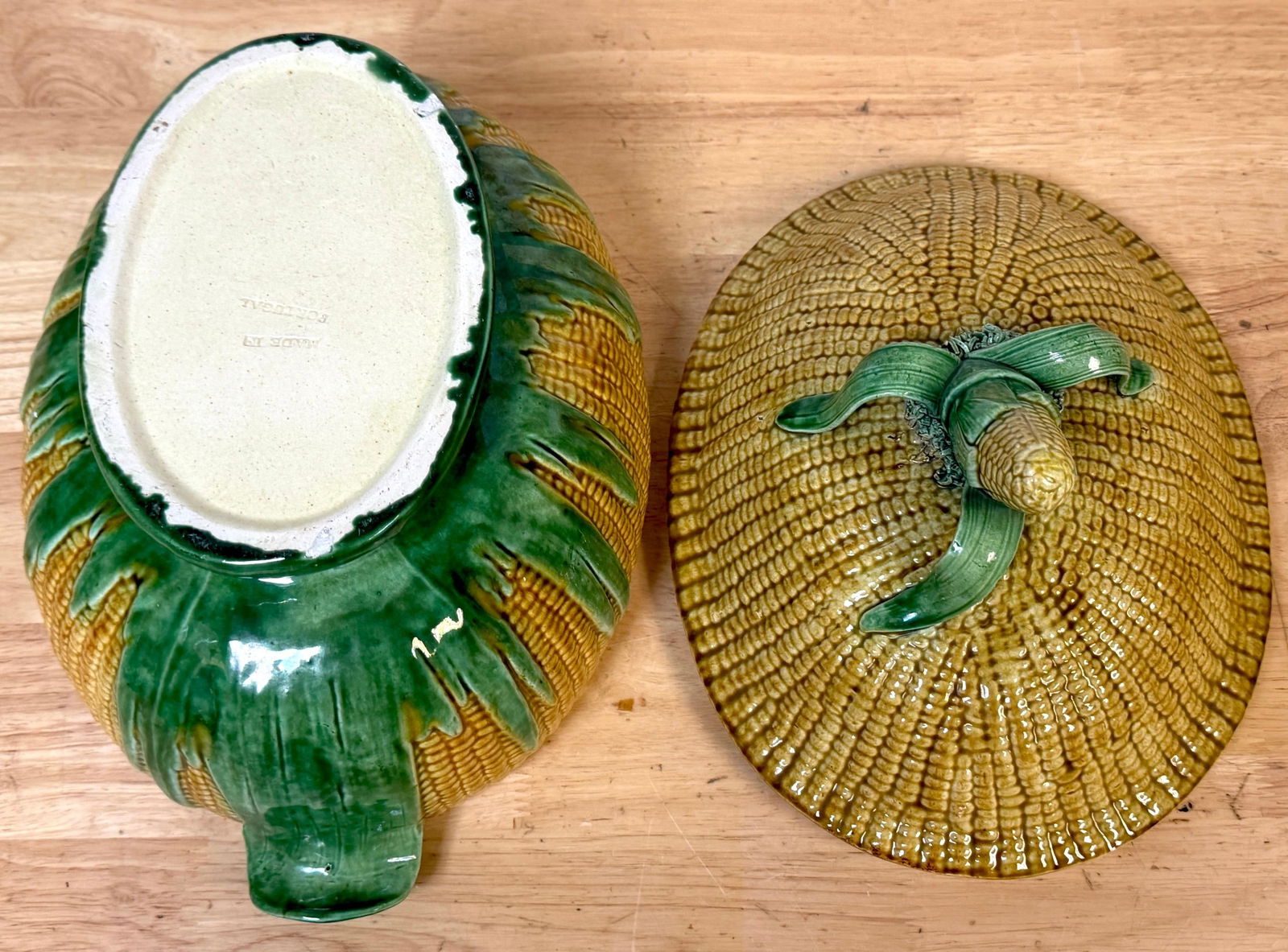 Portuguese Majolica Corn Motif Tureen & Platter, by José A. Cunha - 5