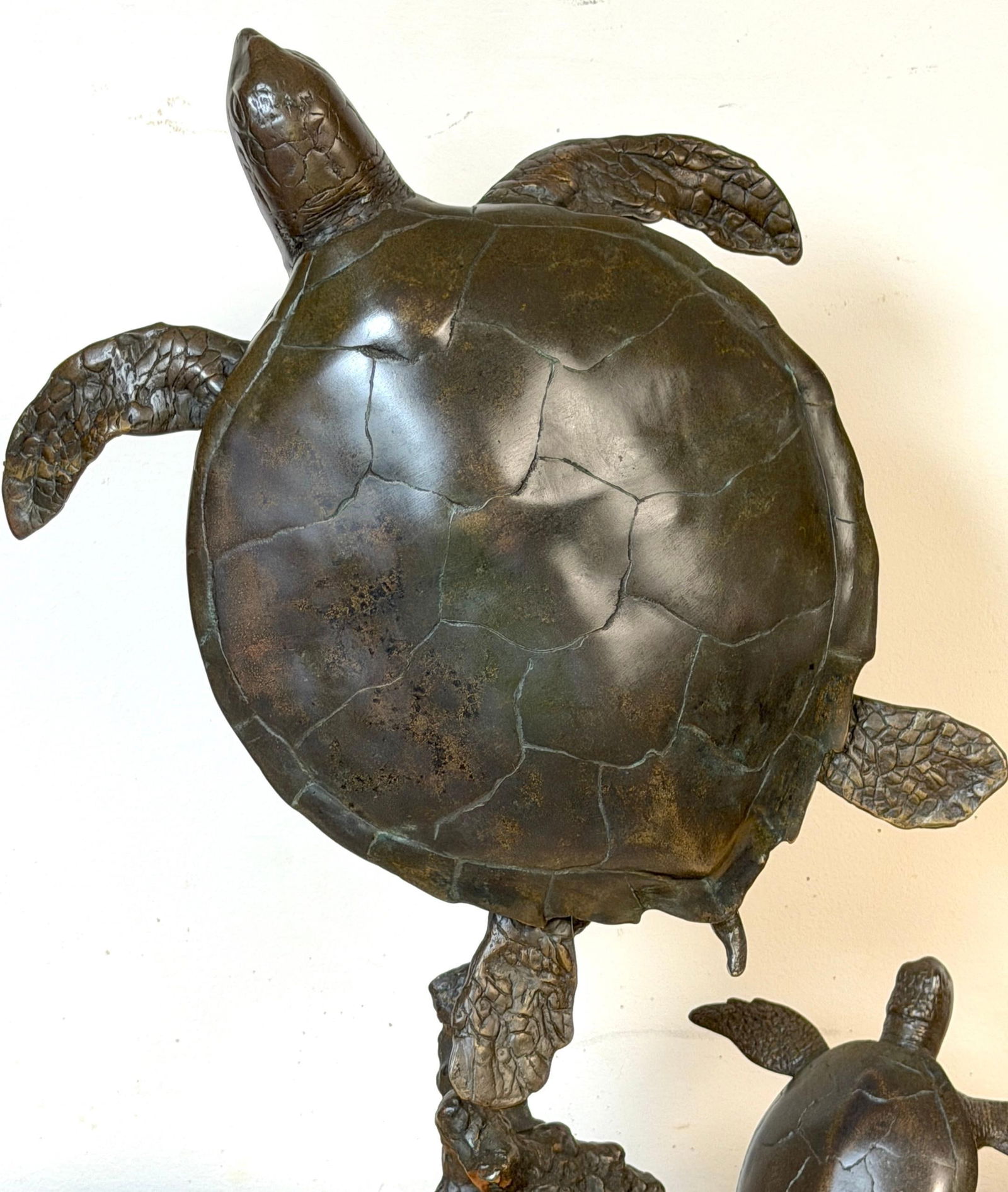 Monumental Bronze Sea Turtle Sculpture on Marble Base, Late 20th Century - 12