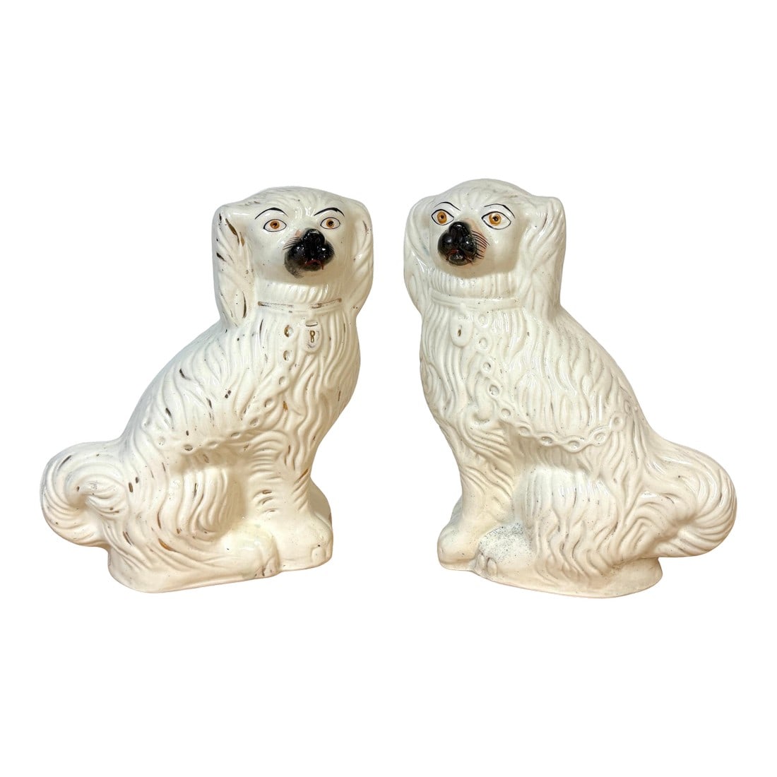 Large 19th C. English Staffordshire Pottery Spaniels, Great Scale & Expressions (1 of 18)