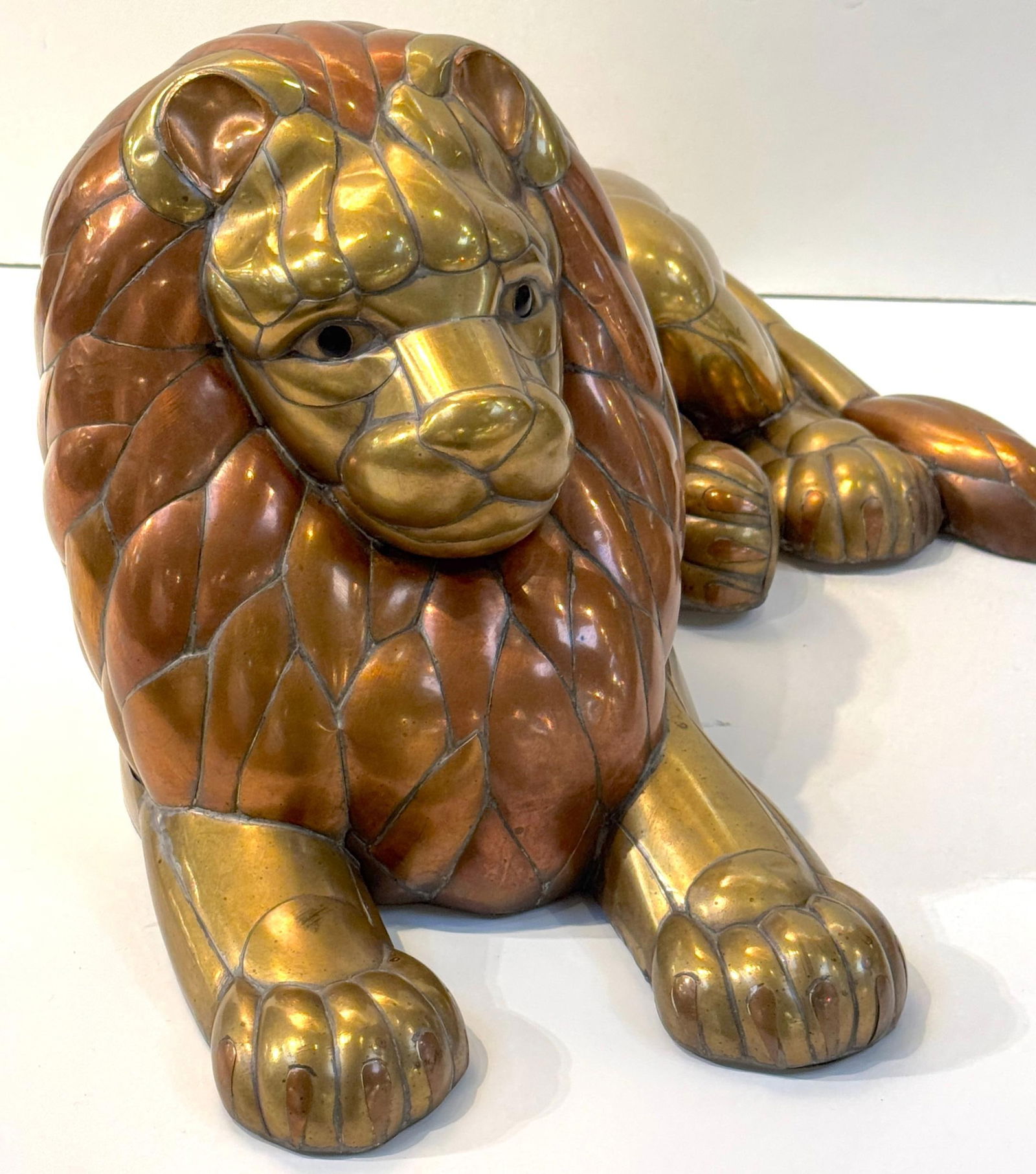 Large Copper & Brass Lion Sculpture Attributed to Sergio Bustamante Mexico, 1970 - 14