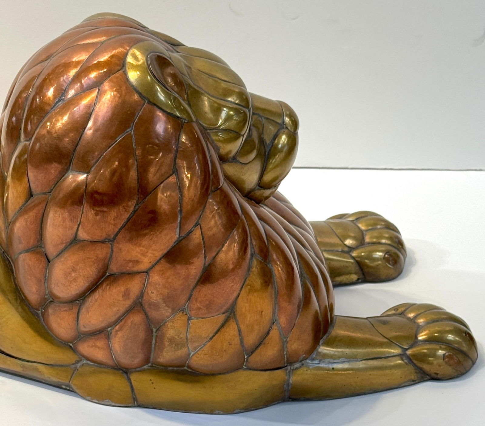Large Copper & Brass Lion Sculpture Attributed to Sergio Bustamante Mexico, 1970 - 17